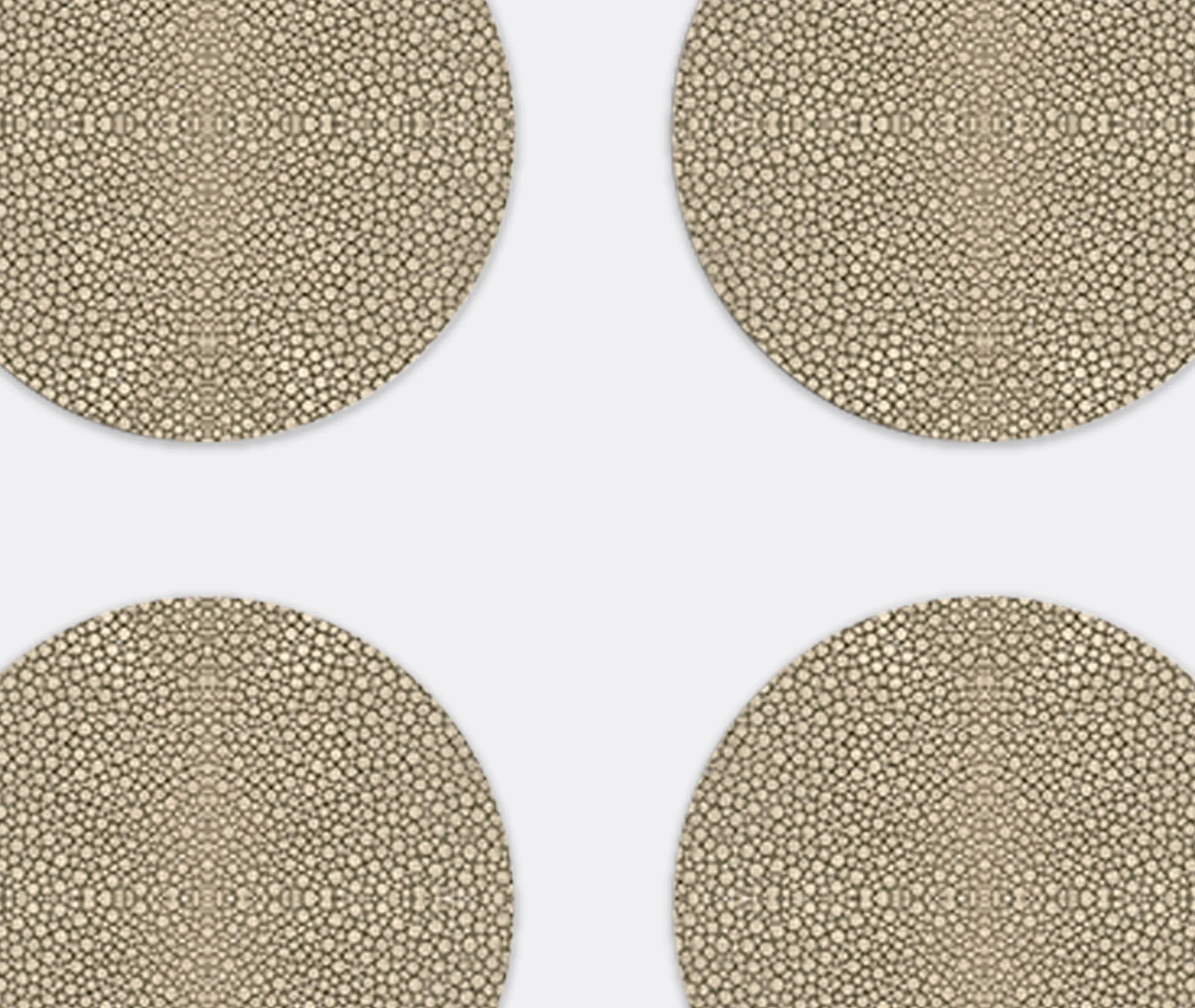 Round Coaster Set with Shagreen Pattern - Mink, Wood