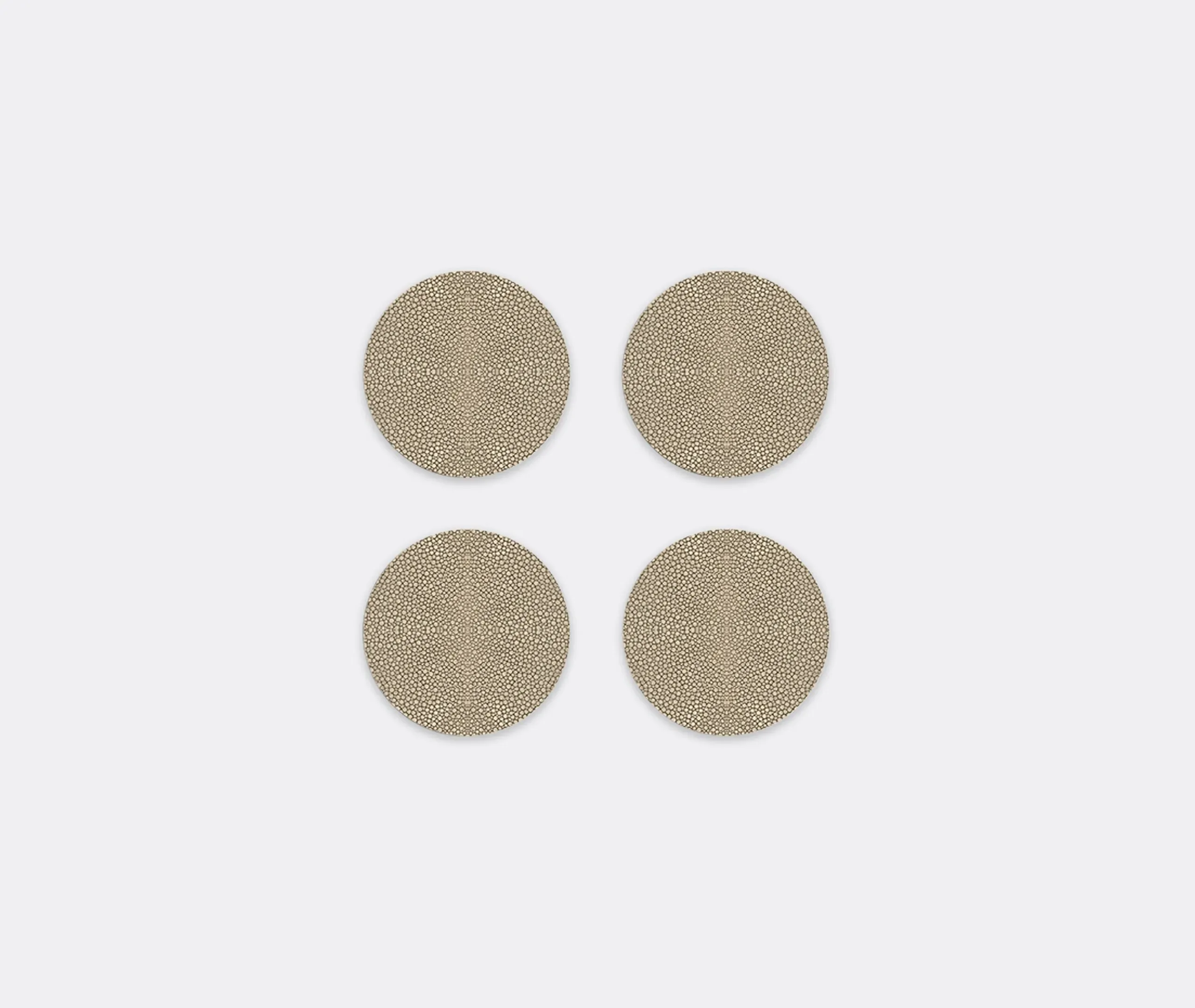 Round Coaster Set with Shagreen Pattern - Mink, Wood