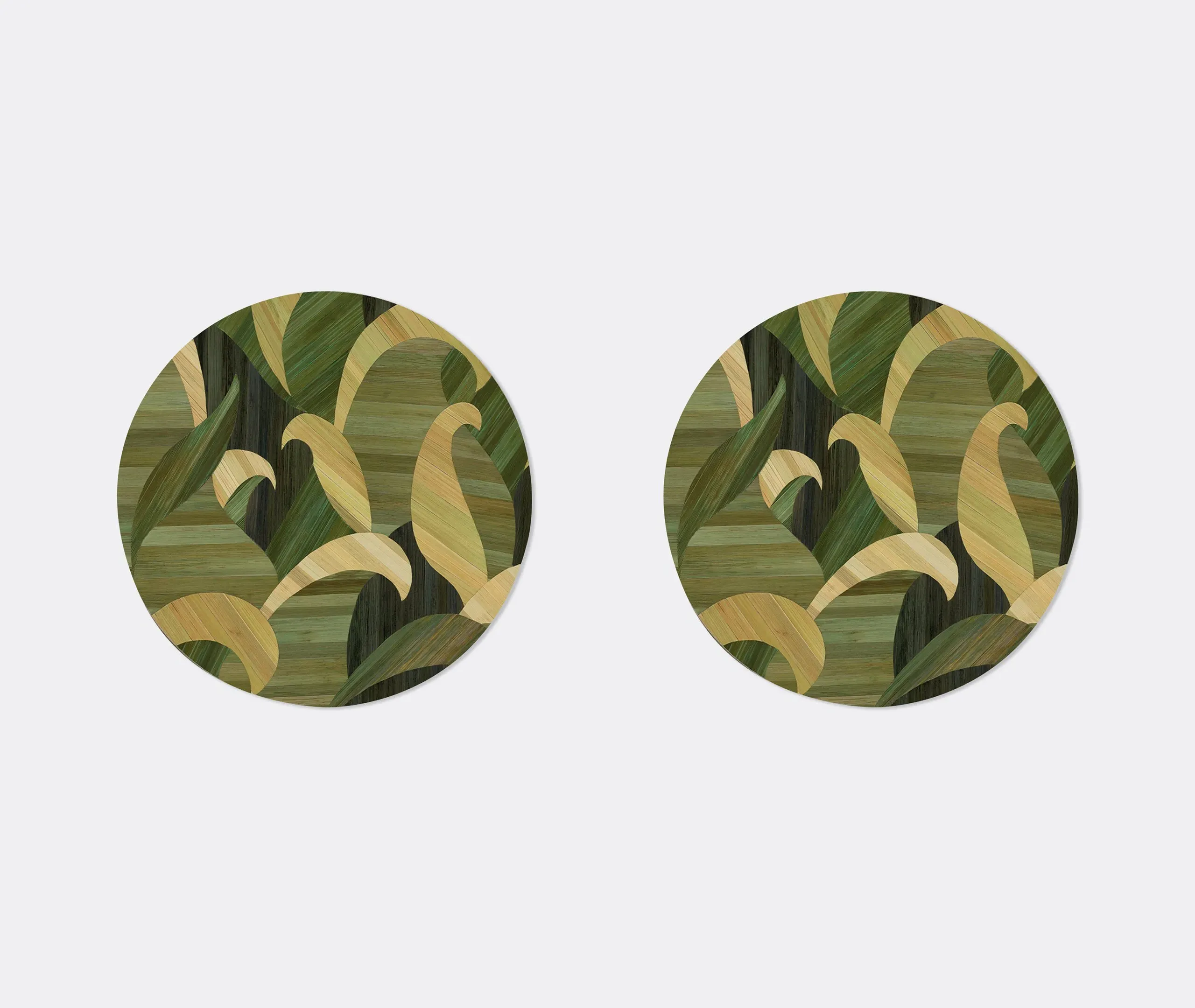Round Tablemat Set of 2 - Green, Eucalyptus Wood