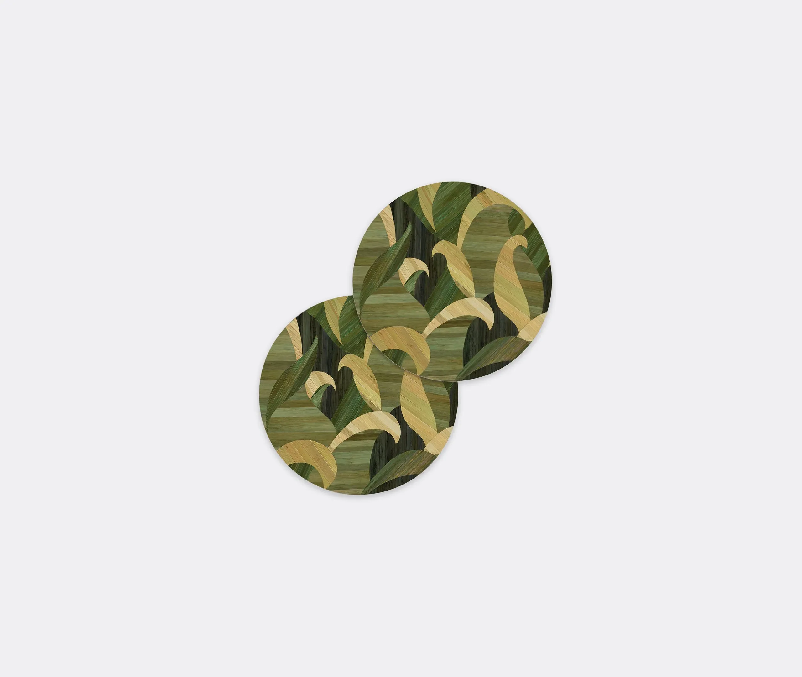 Round Tablemat Set of 2 - Green, Eucalyptus Wood
