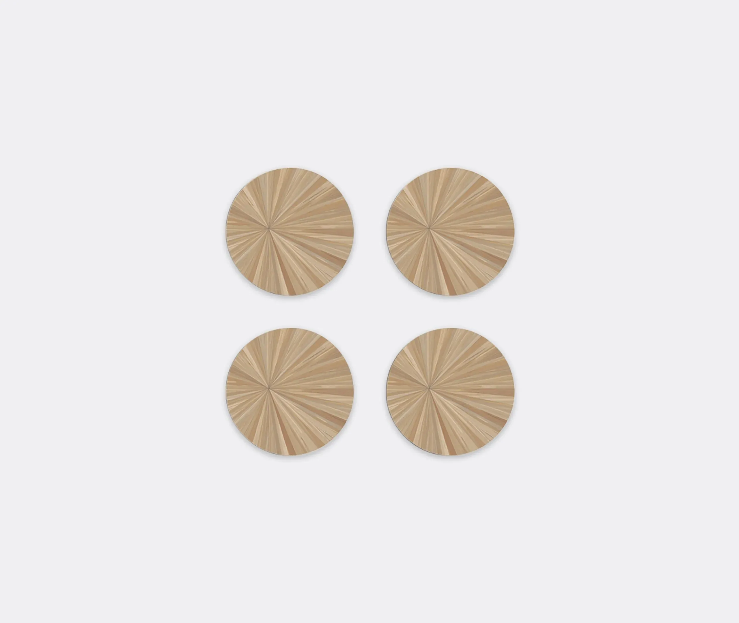 Soleil Round Coaster Set of Four - Fawn, Eucalyptus Wood