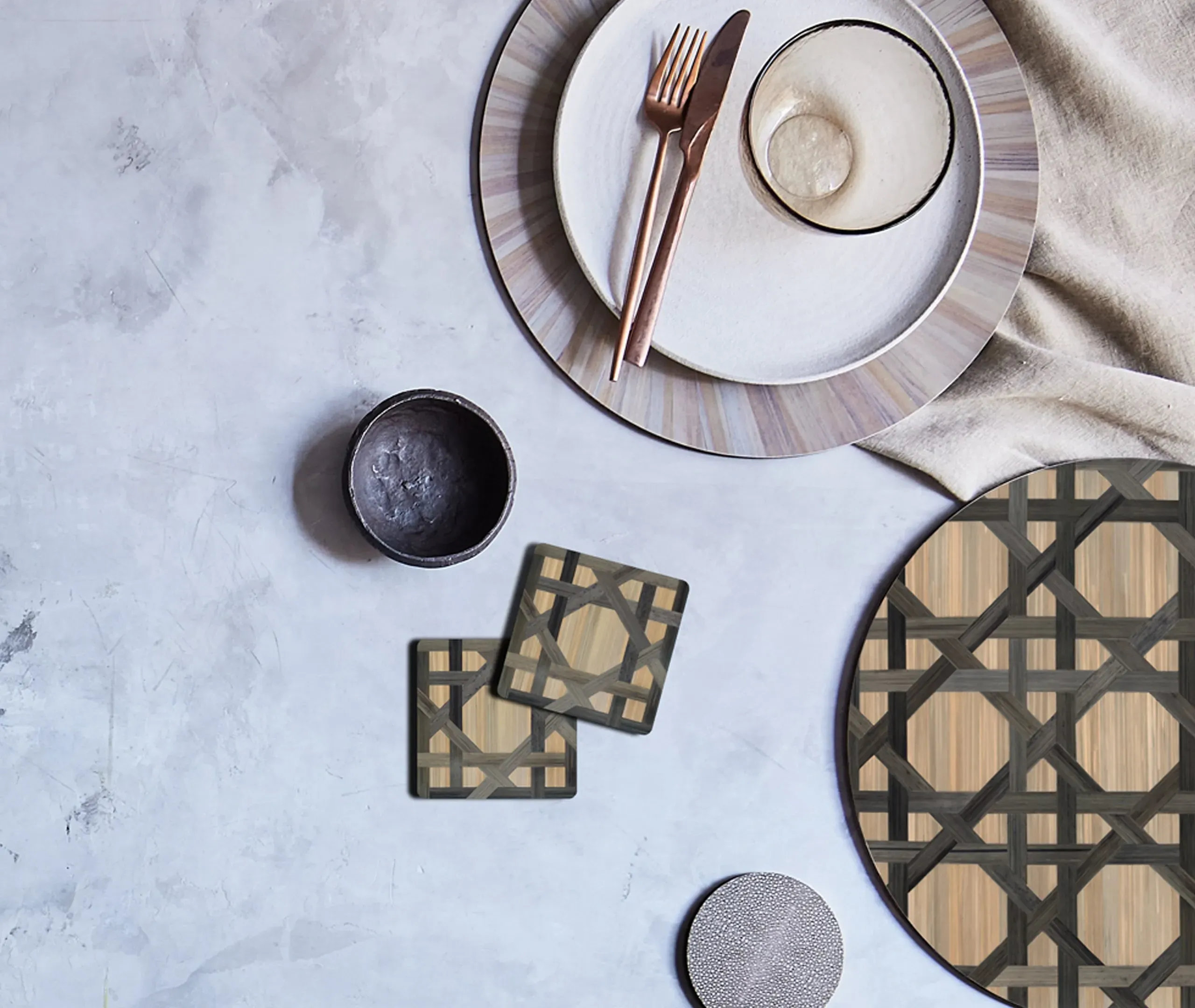 Square Coaster Set of 4 - Anthracite, Wood
