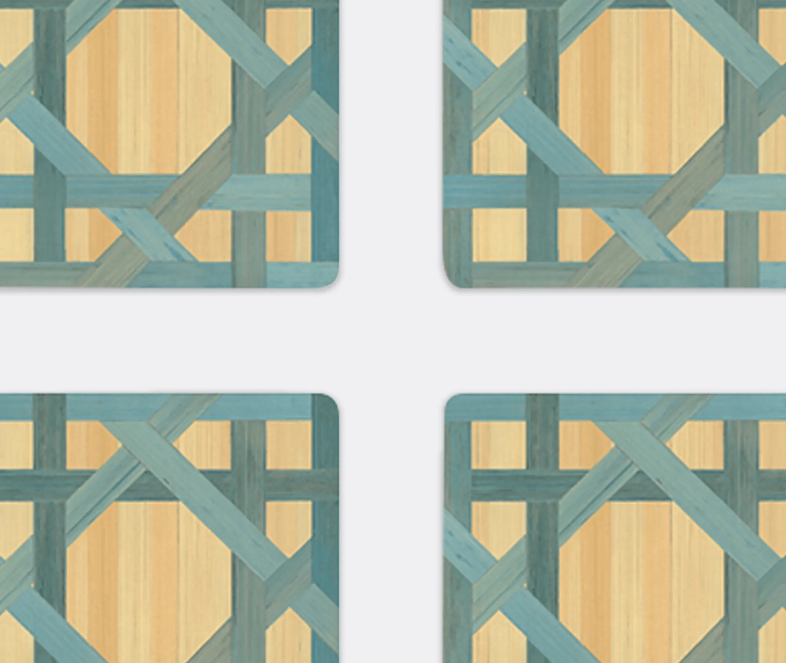 Square Coaster Set of 4 - Ocean Blue, Wood
