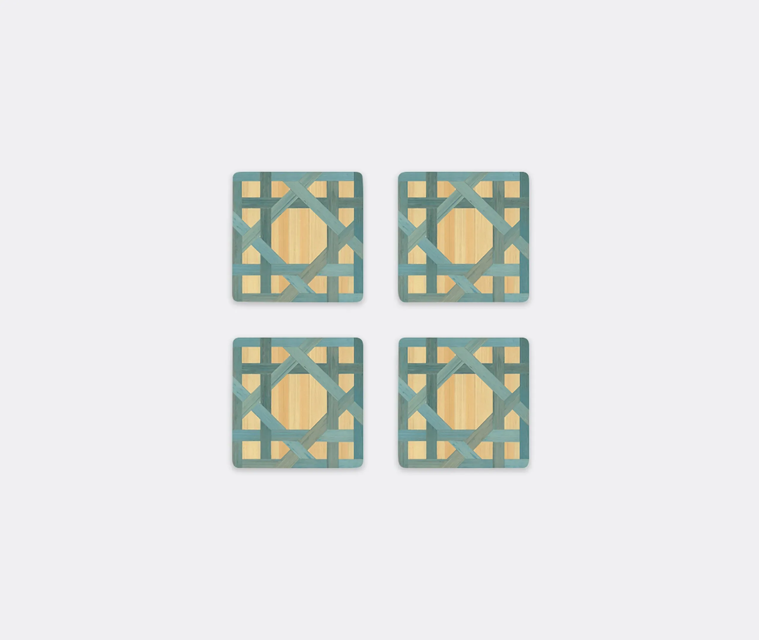Square Coaster Set of 4 - Ocean Blue, Wood