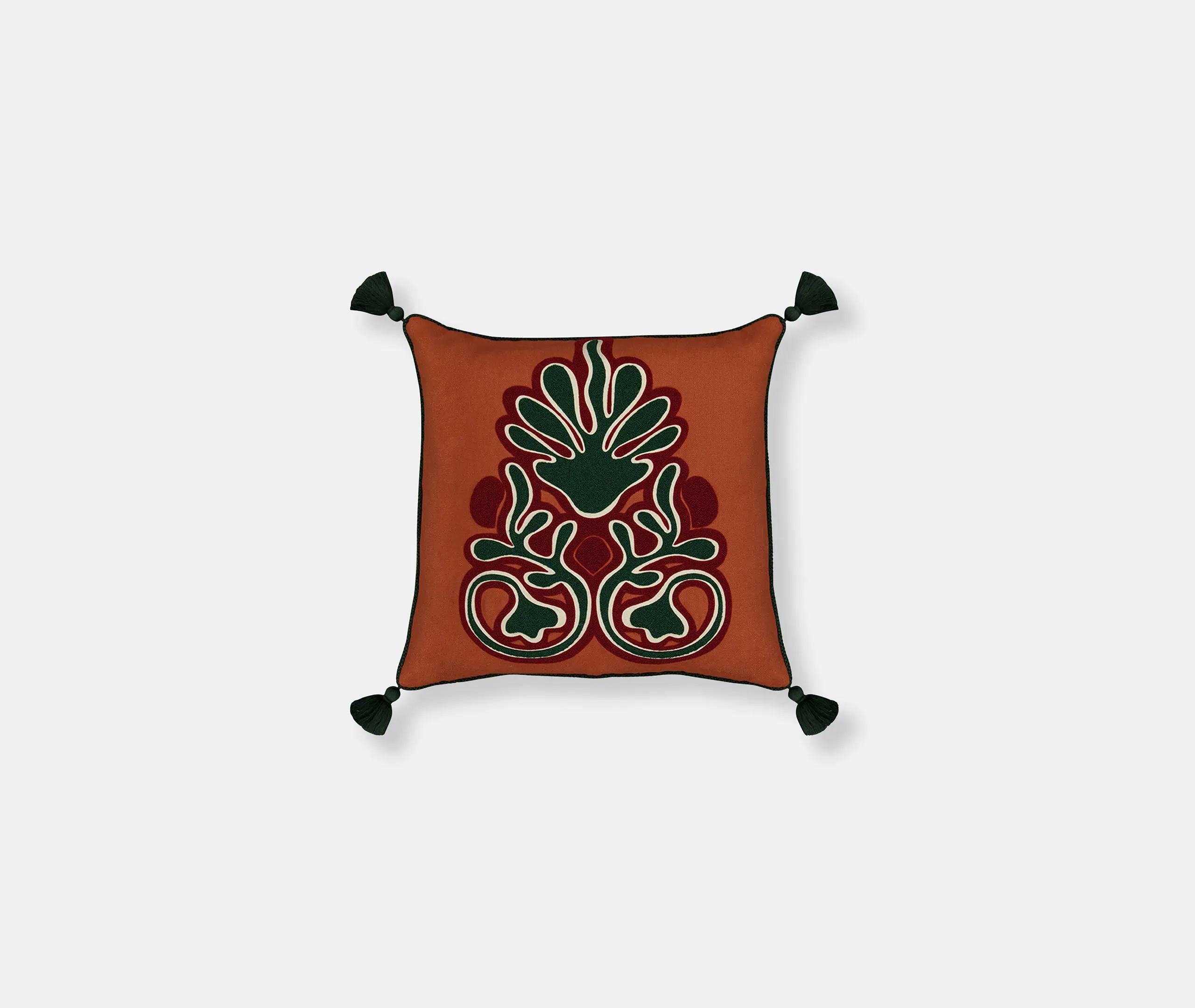 Teles Abstract Cushion with Tassel Trim - Terracotta product