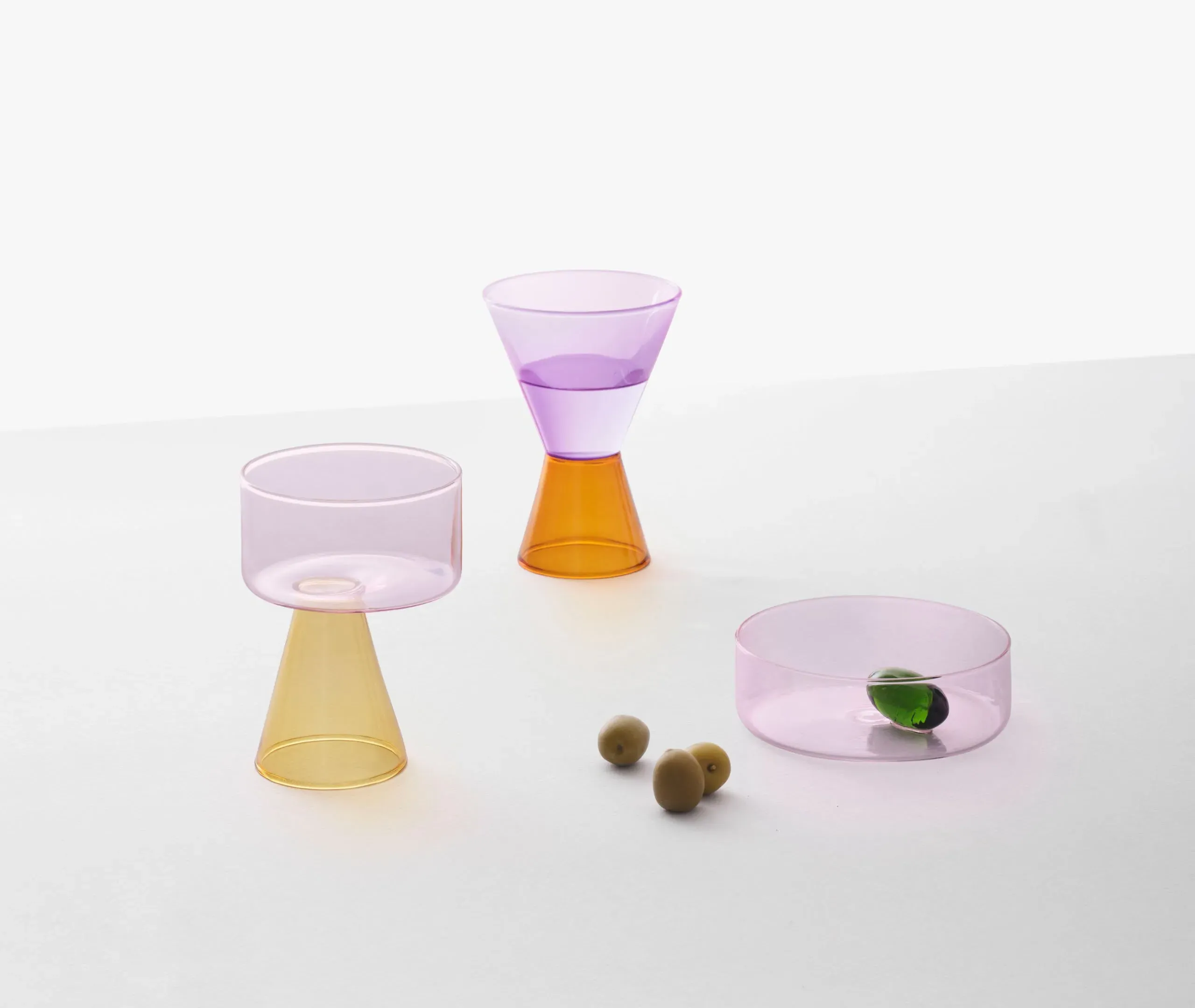 4-Piece Glass Set with Bowl - Multicolor
