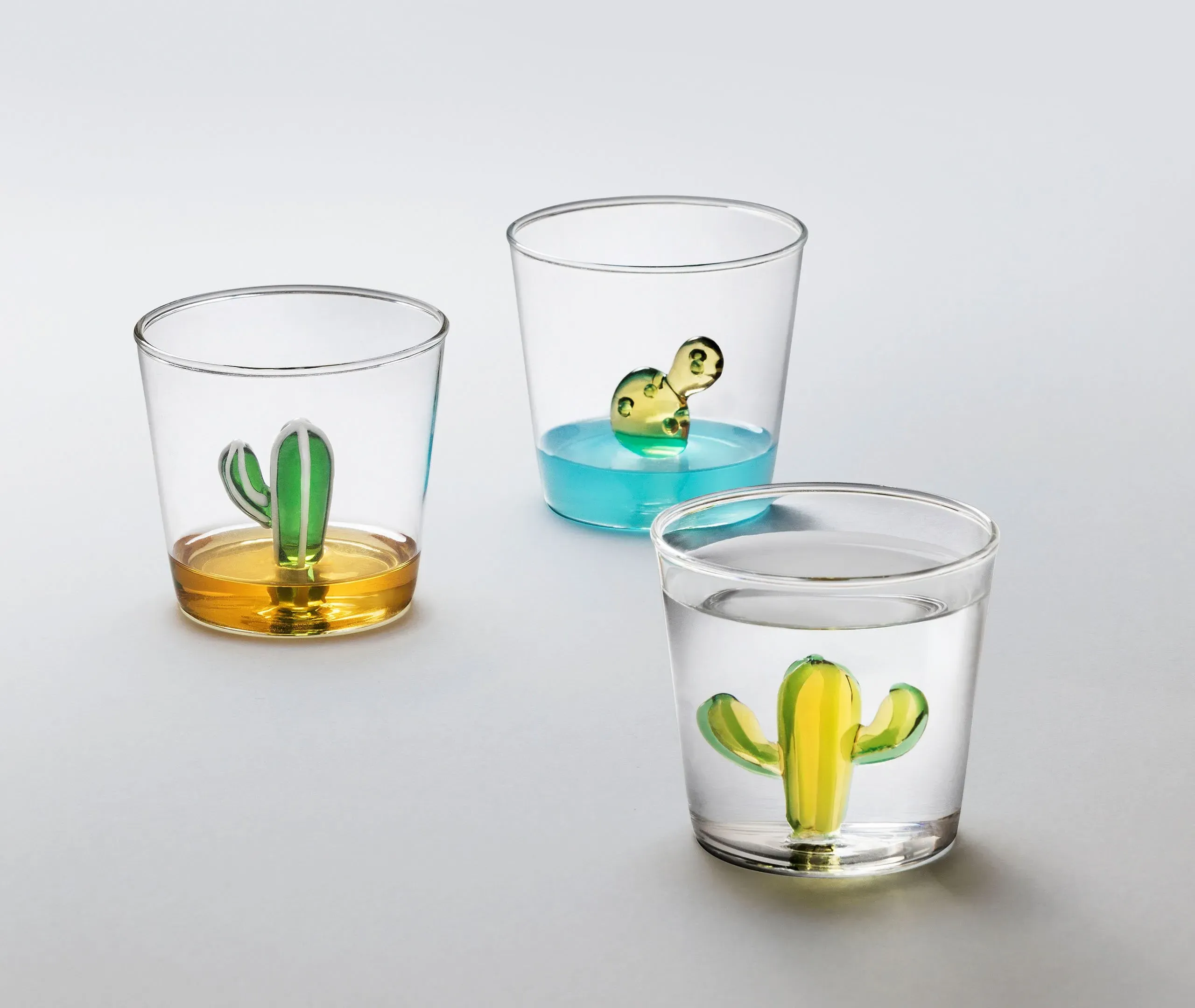 6-Piece Cactus Tumbler Set - Multicolor Glass