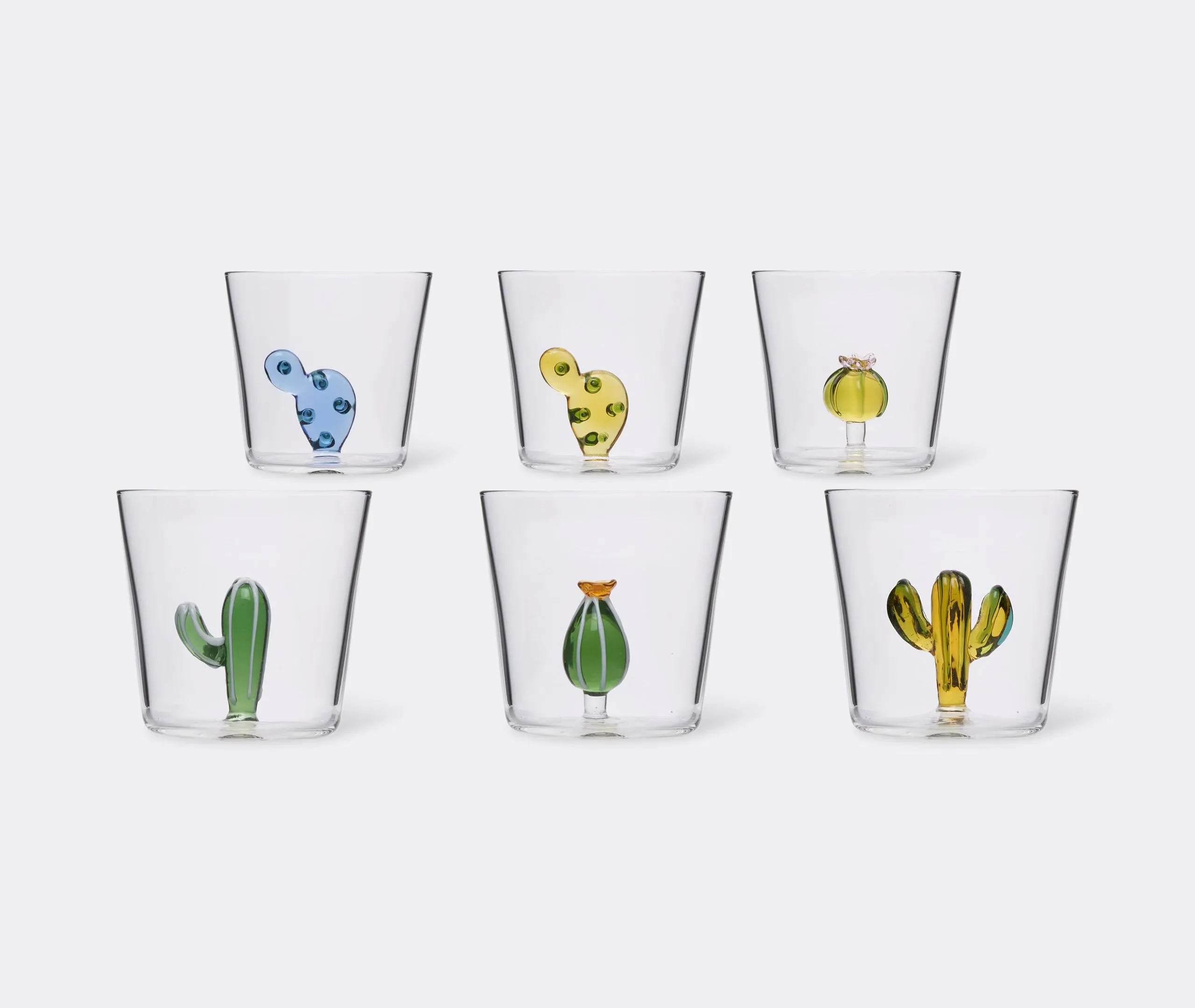 6-Piece Cactus Tumbler Set - Multicolor Glass