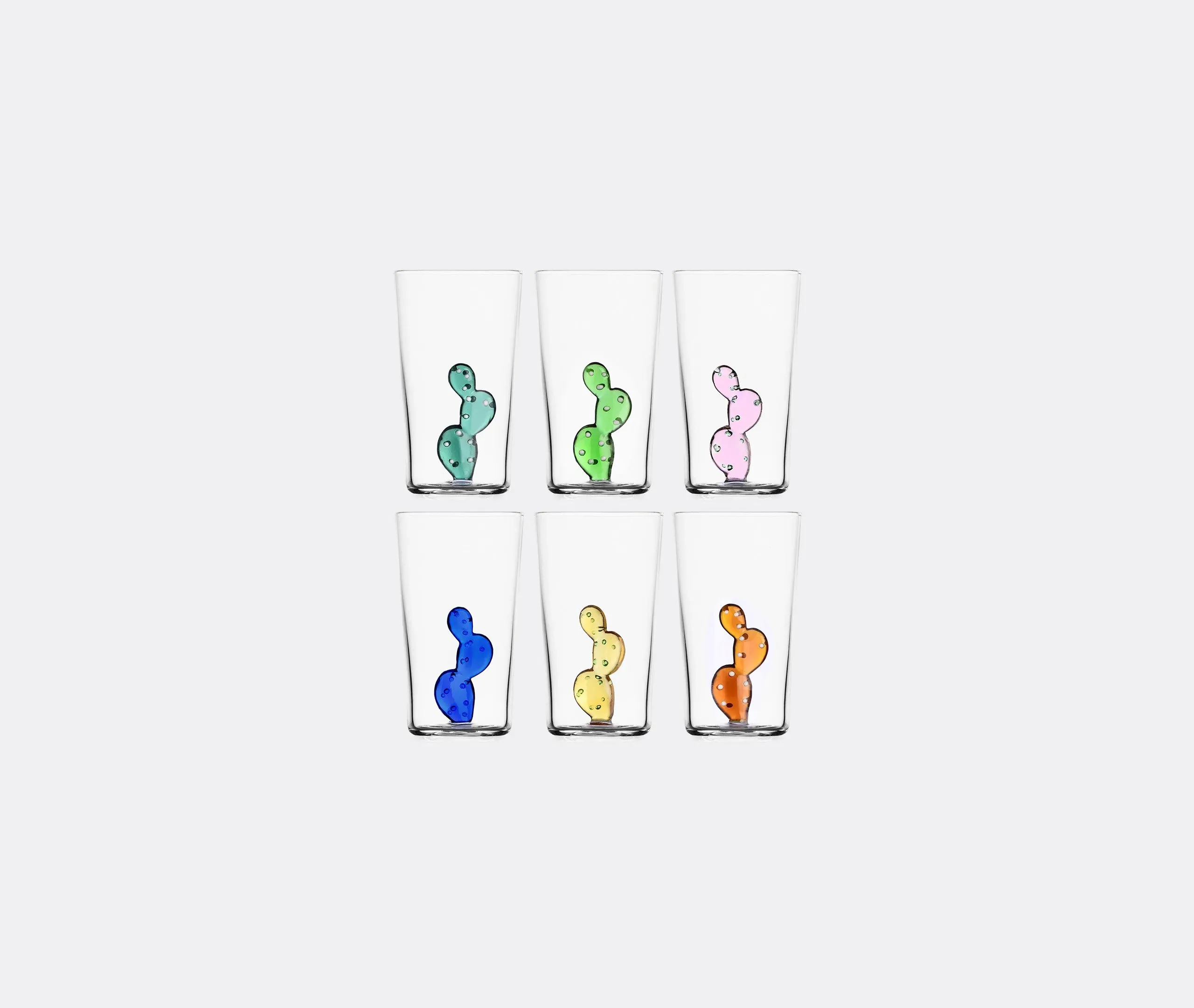 6-Piece Desert Plants Glass Set - Clear Glass