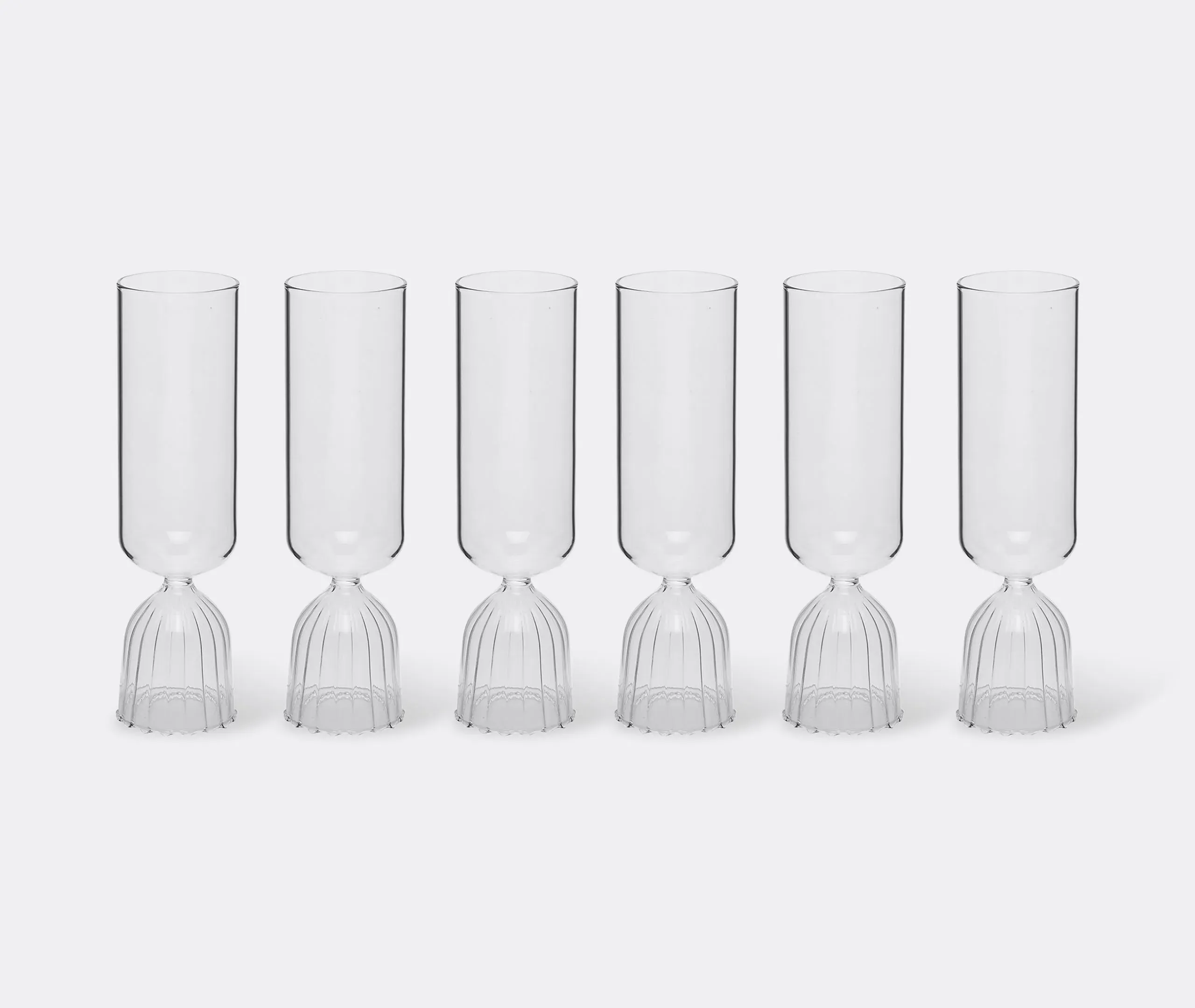 6-Piece Flute Set with Expanding Base - Clear Glass