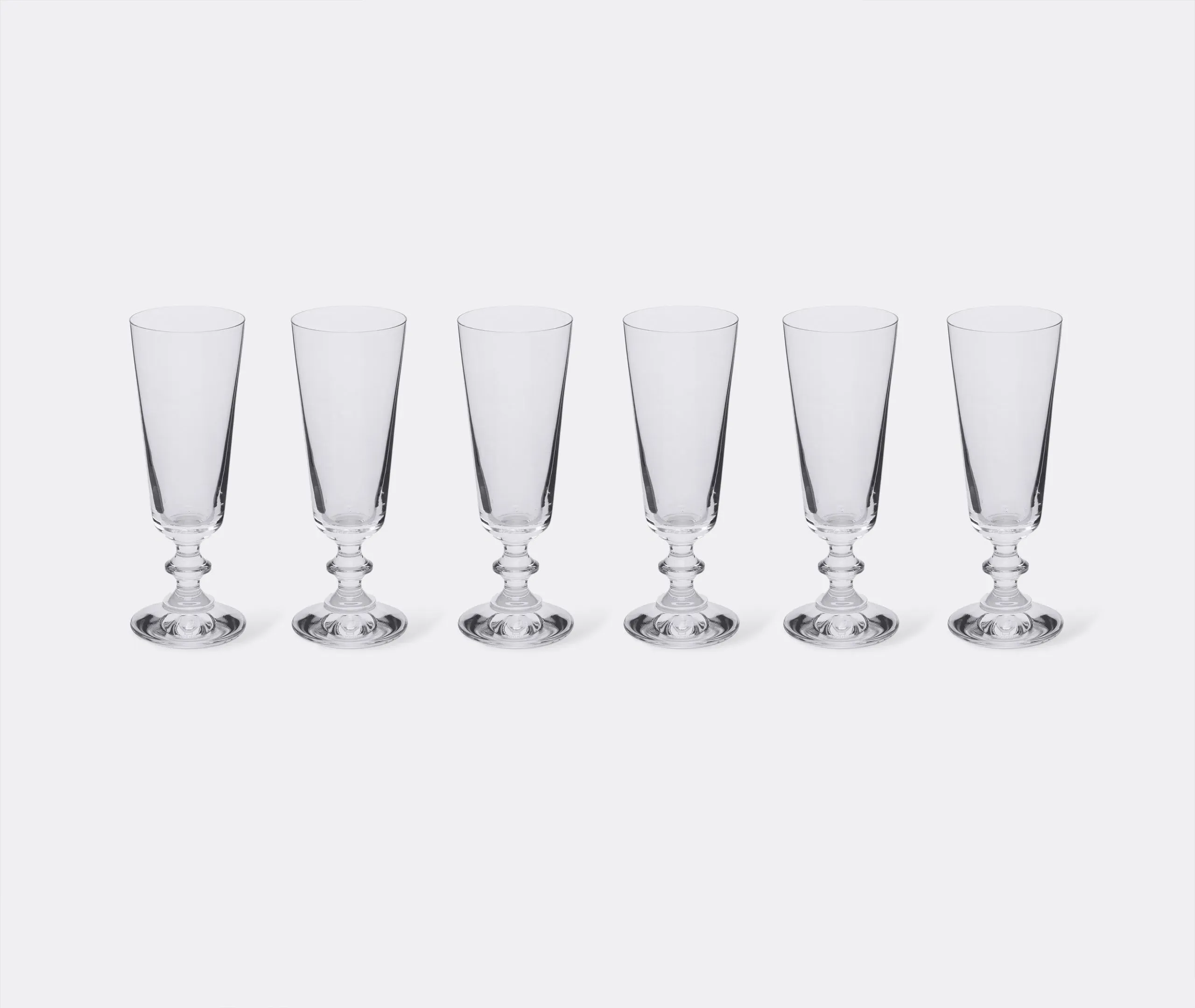 6-Piece Flute Set with Sharp Lines - Clear Glass