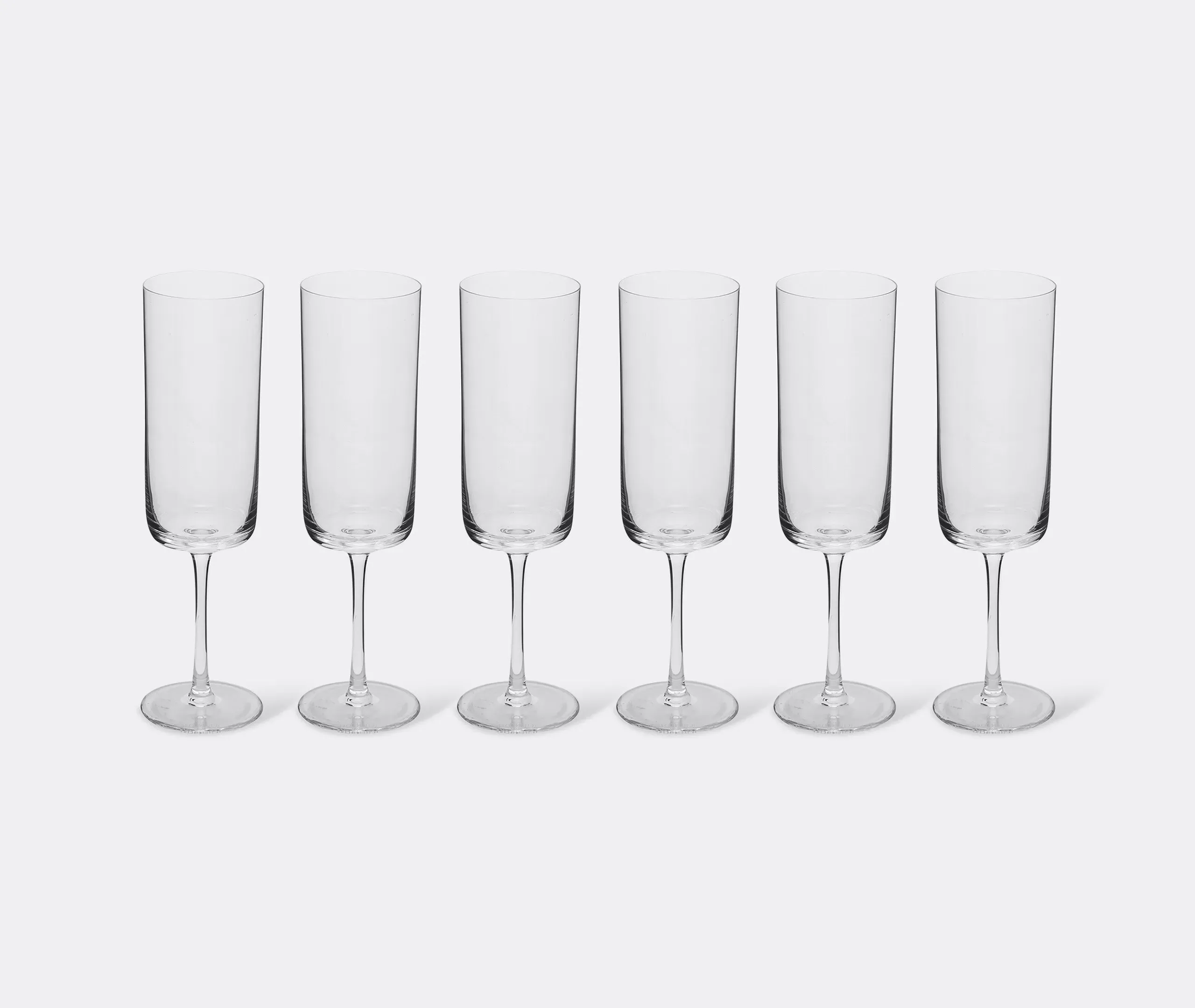 6-Piece Flute Set with Squared Bowls - Clear Glass