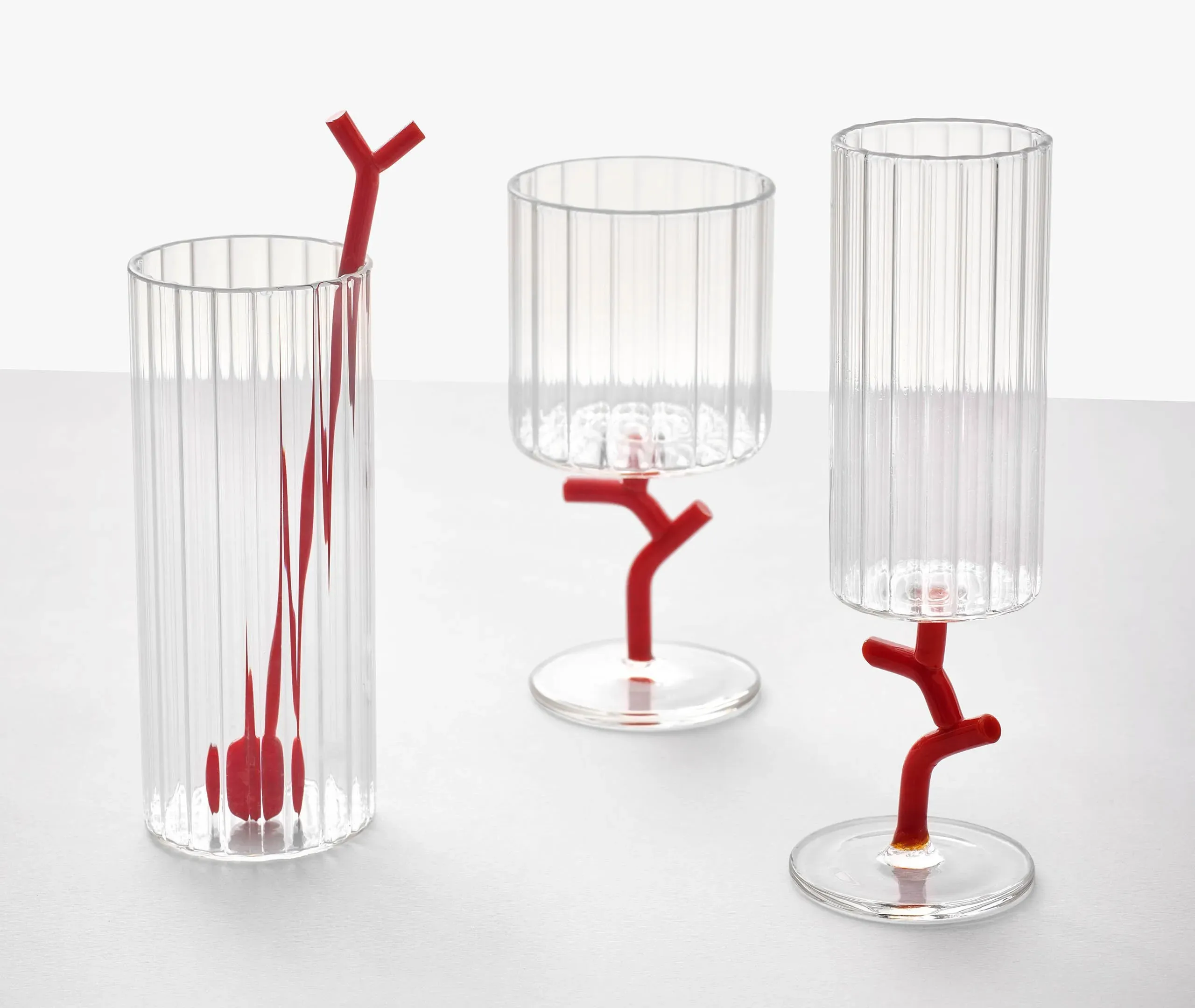 6-Piece Stemmed Glass Set - Coral, Borosilicate