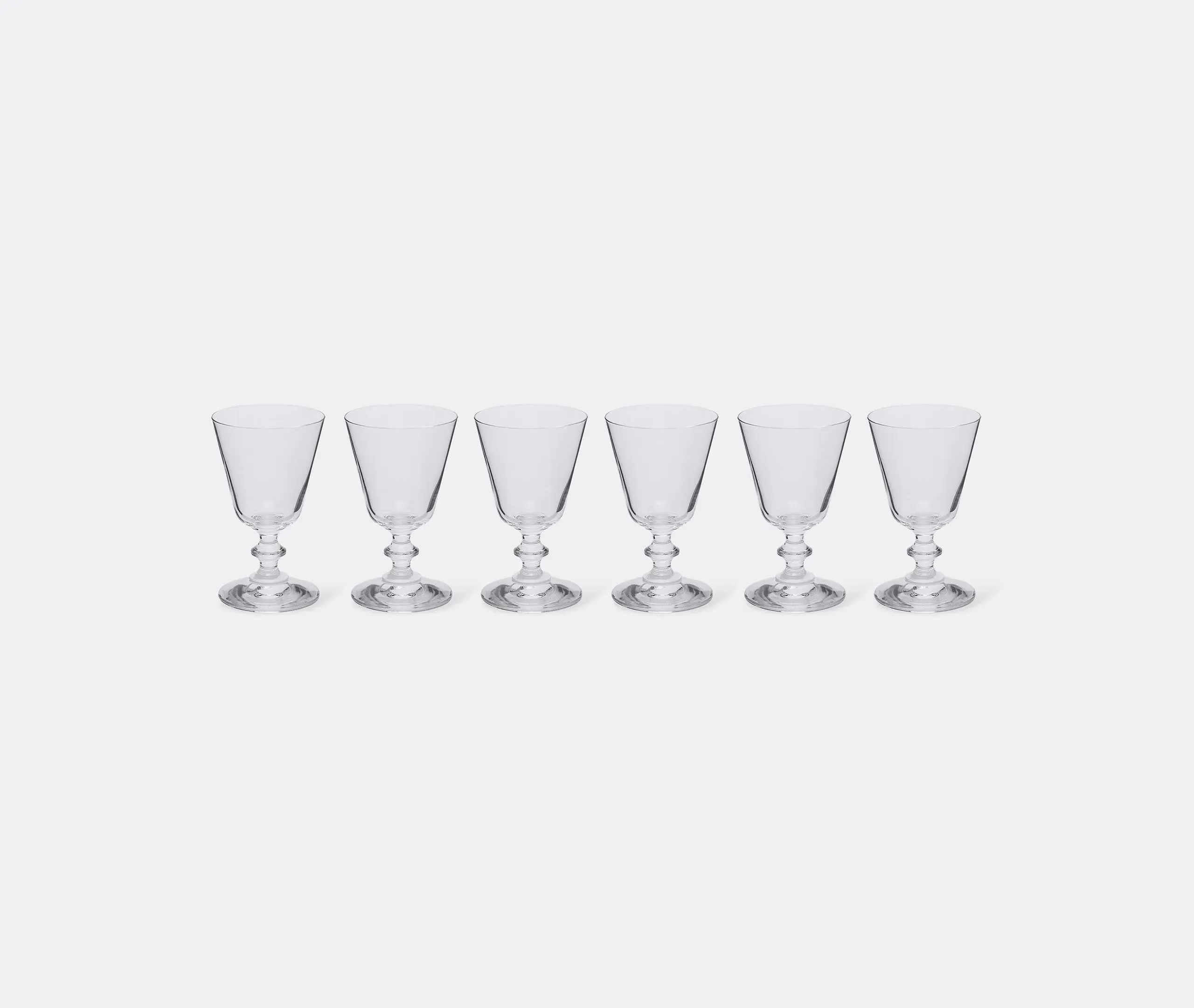 6-Piece Stemmed Water Glass Set - Clear Glass