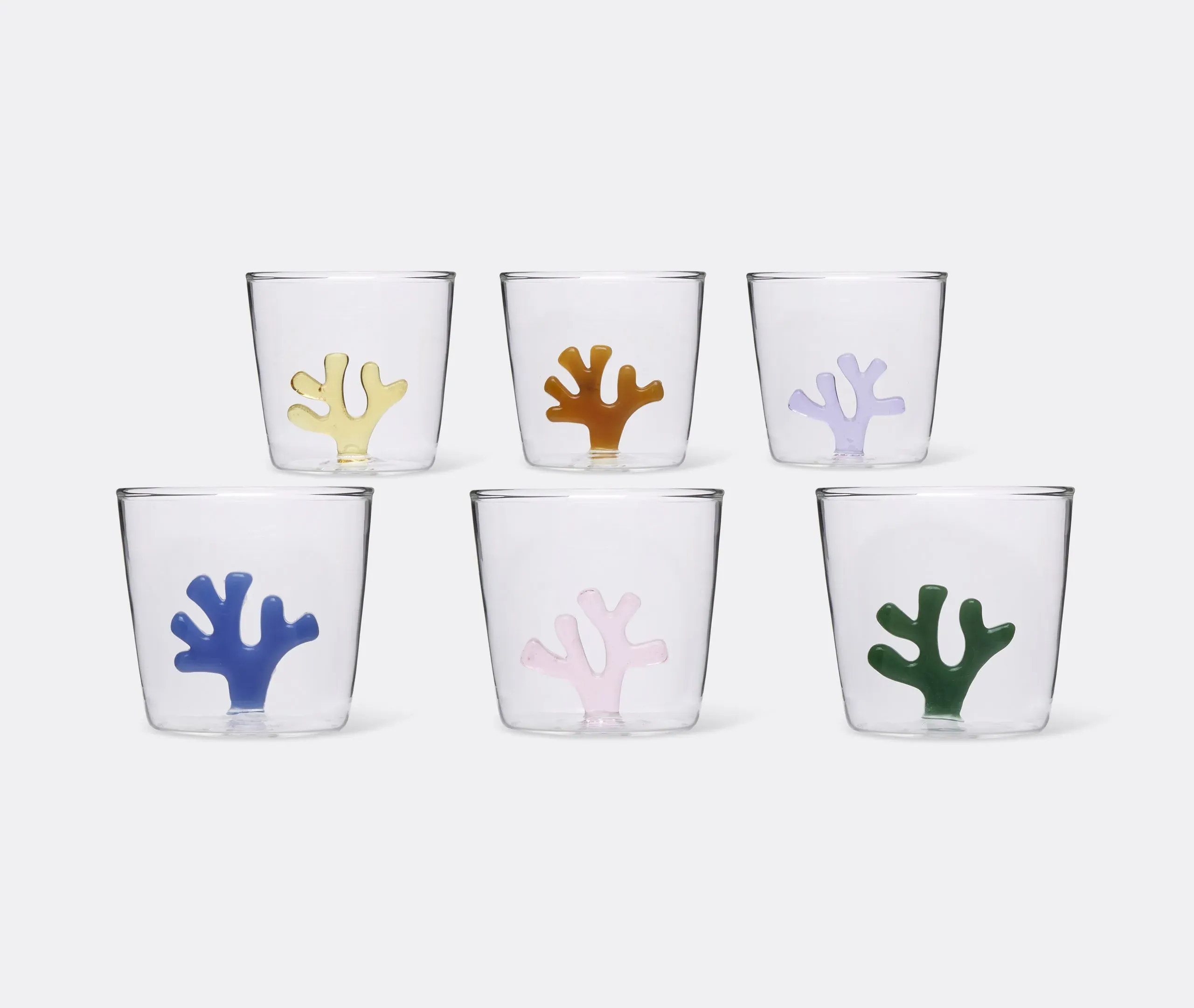 6-Piece Tumbler Set Coral Design - Multicolor Glass image