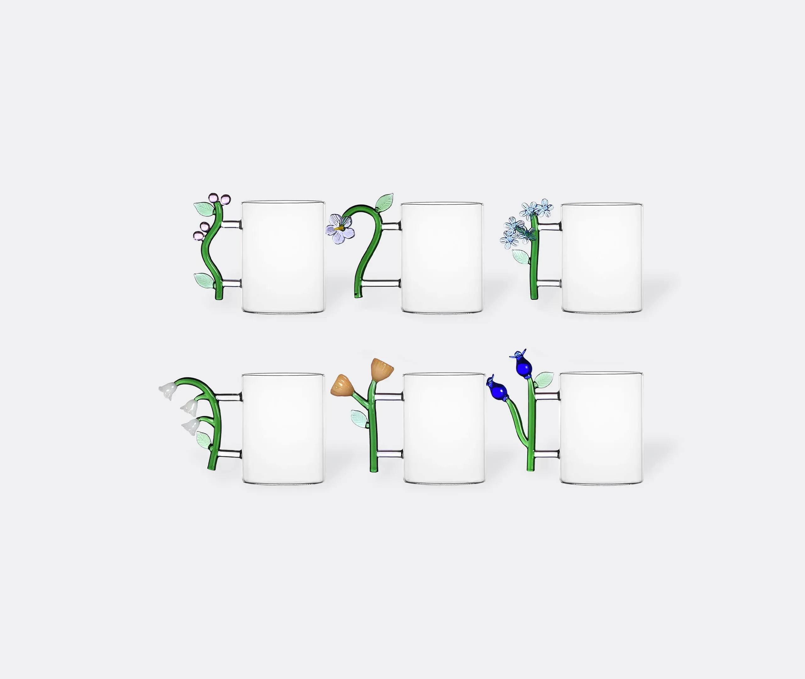 Botanica Set of Six Mugs - Multicolor, Borosilicate Glass product