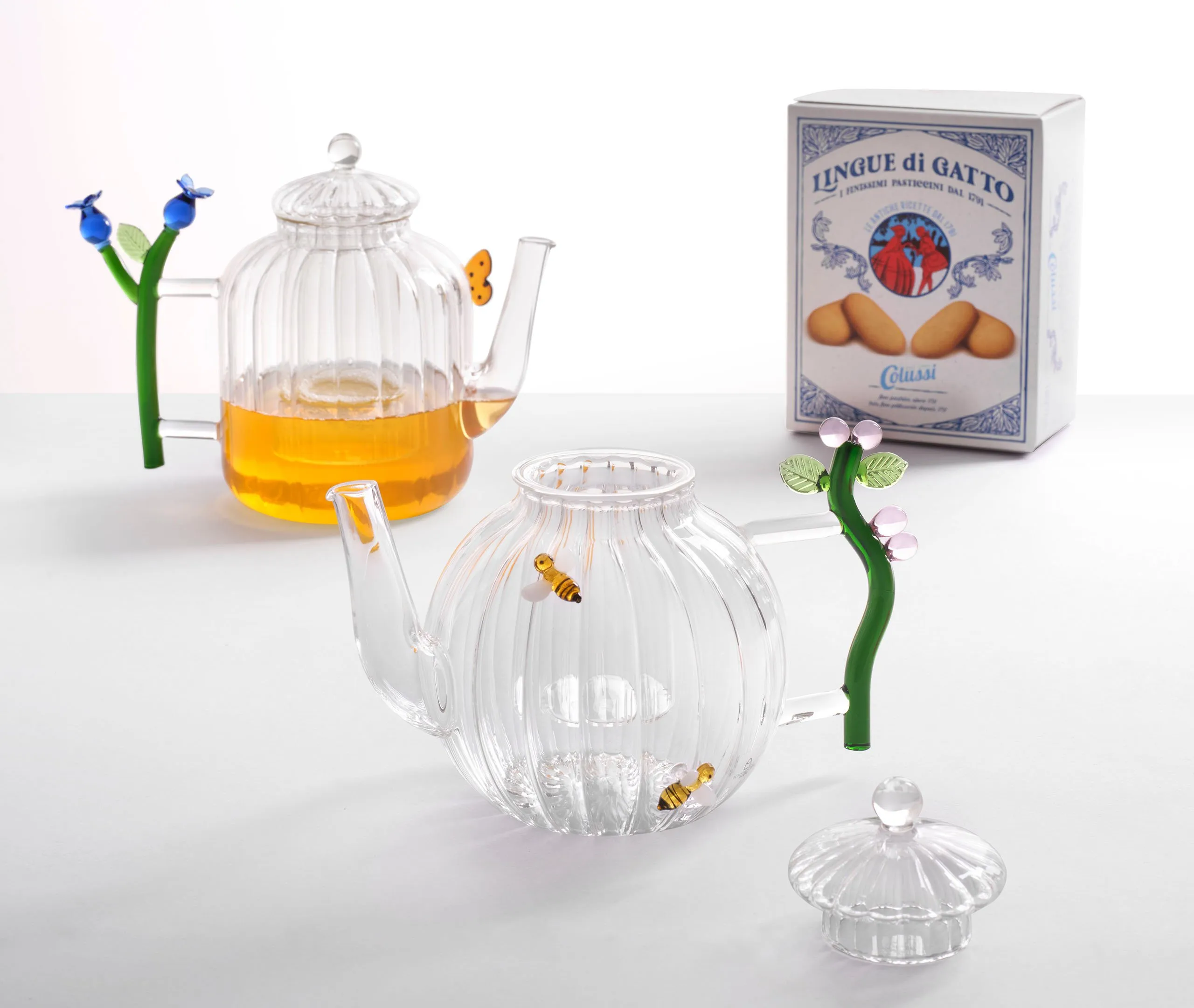 Botanica Teapot with Floral Design - Blue, Glass