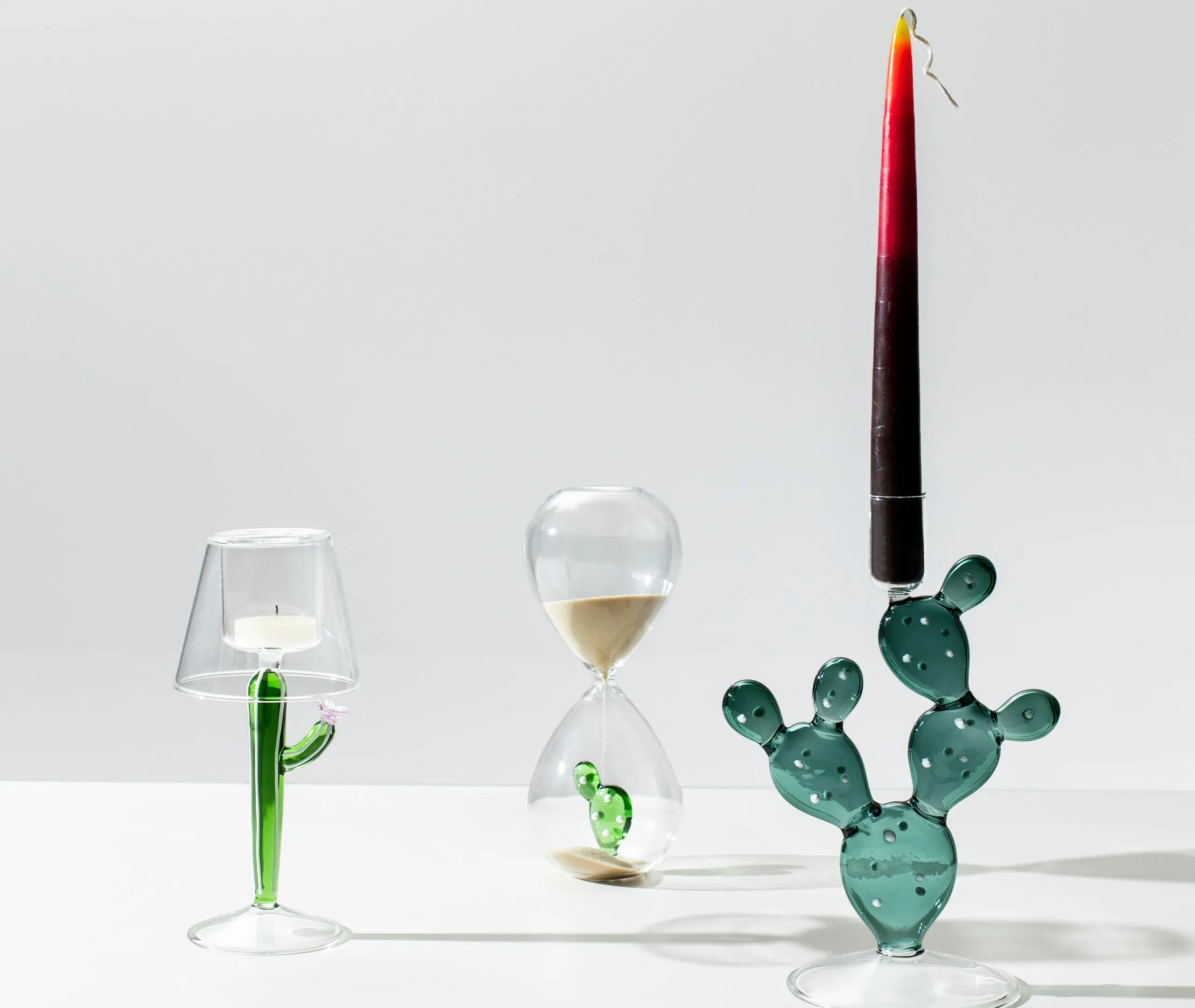 Cactus Candleholder - Multicolor, Borosilicate Glass
