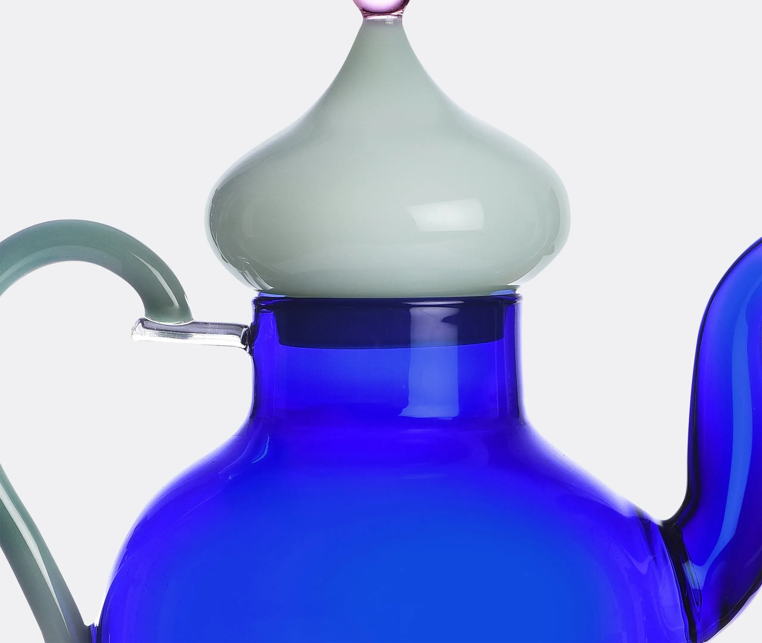 Curved Teapot with Domed Lid - Blue, Glass