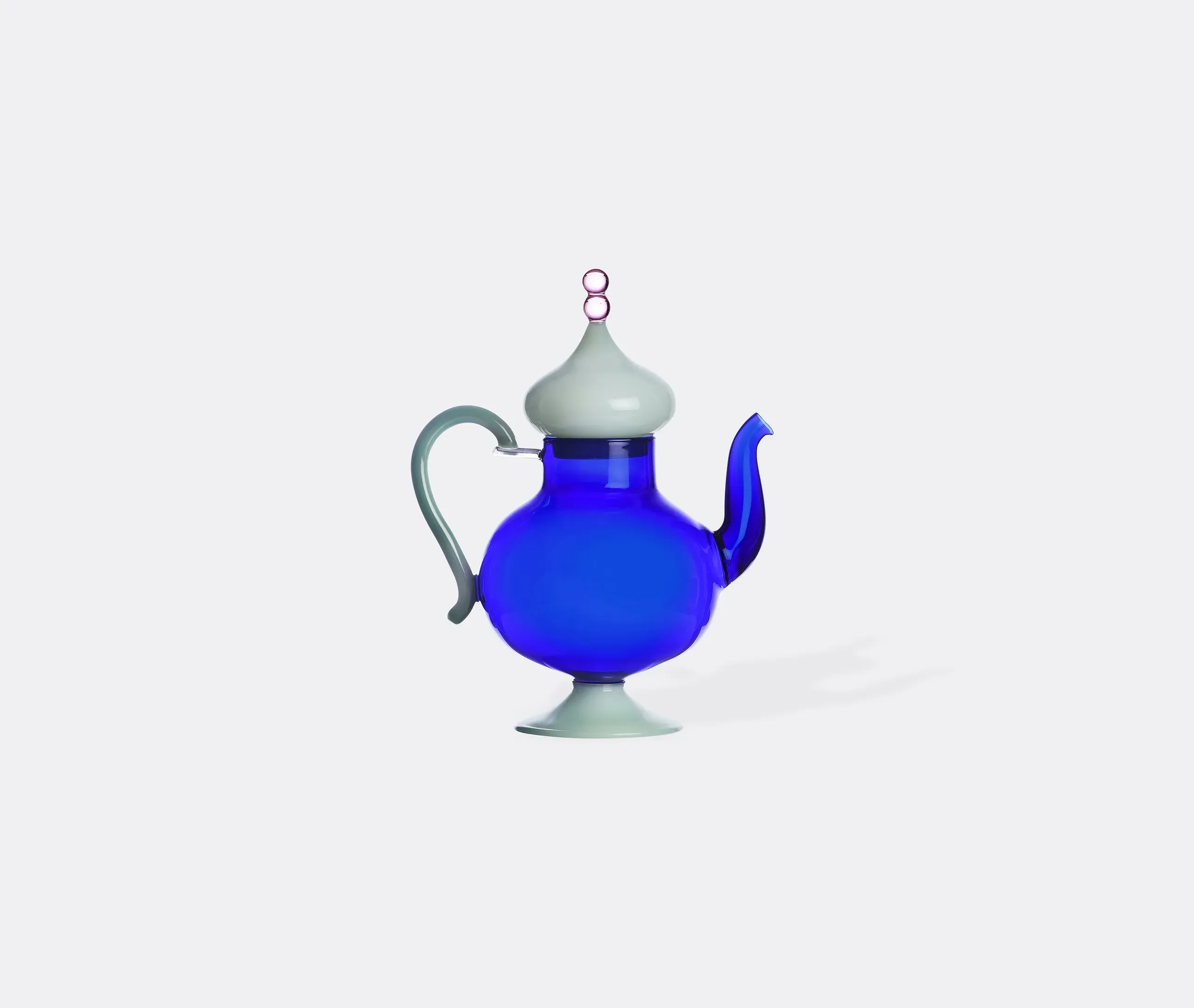 Curved Teapot with Domed Lid - Blue, Glass image
