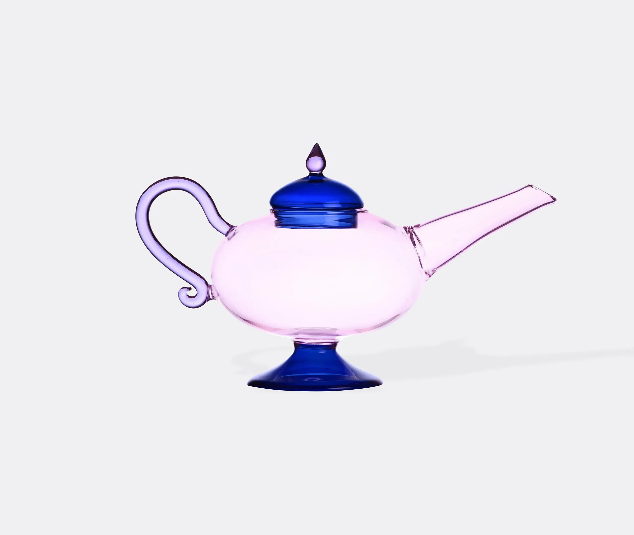 Curved Teapot with Long Spout - Pink, Glass