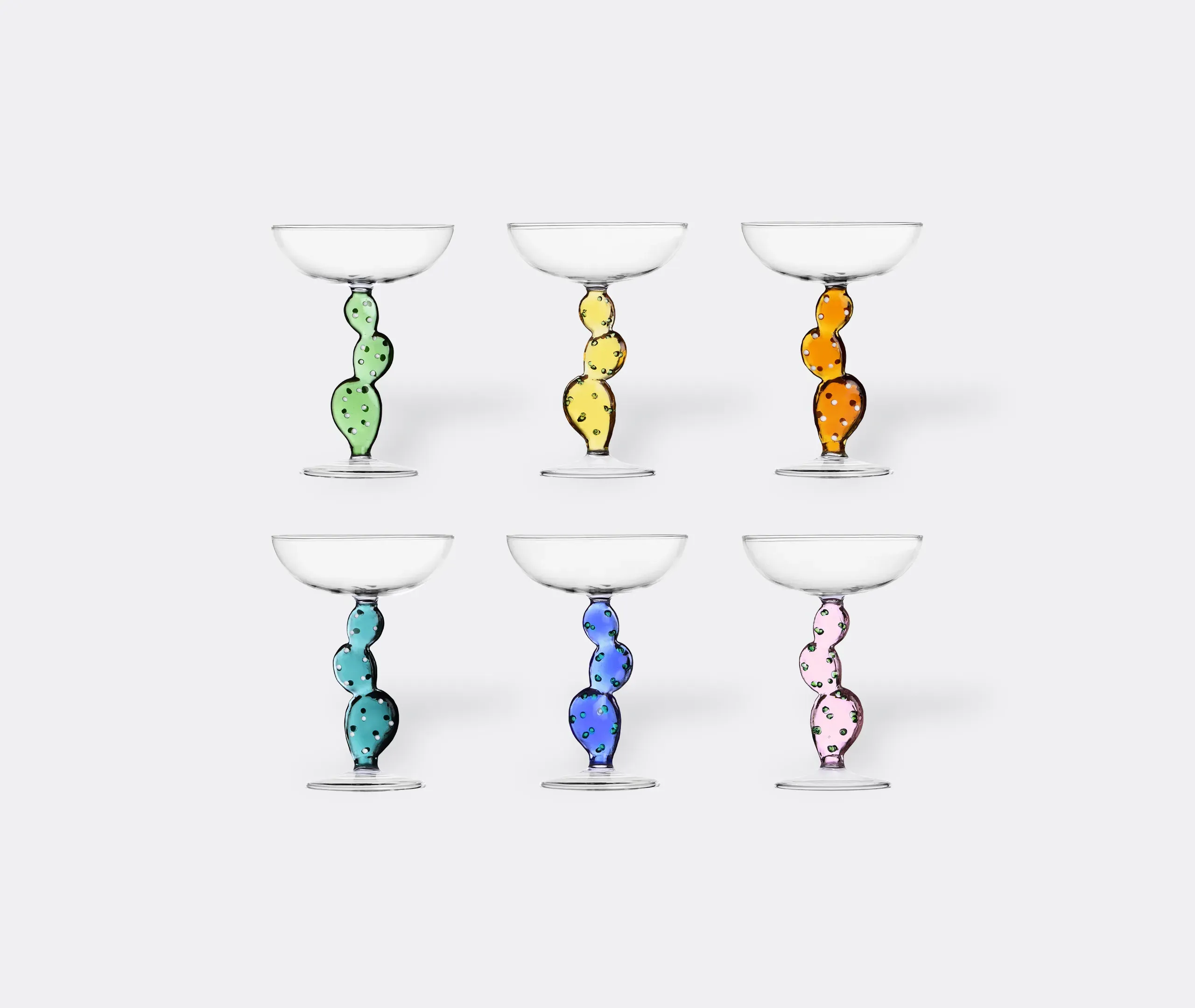 Dessert Plants Cactus Champagne Bowls Set of 6 - Multicolor
