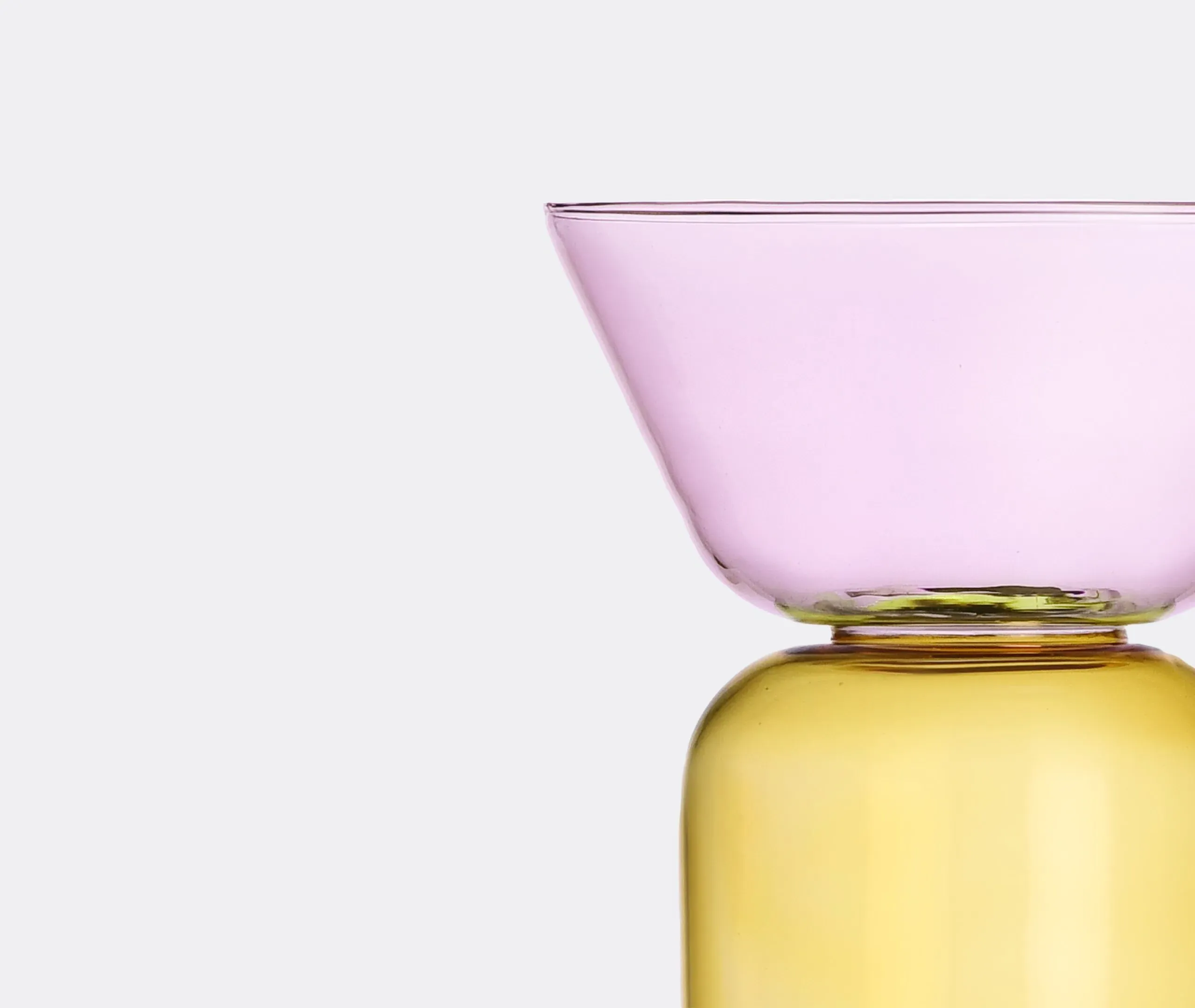 Gelée Large Vase with Handles - Yellow and Pink, Borosilicate Glass