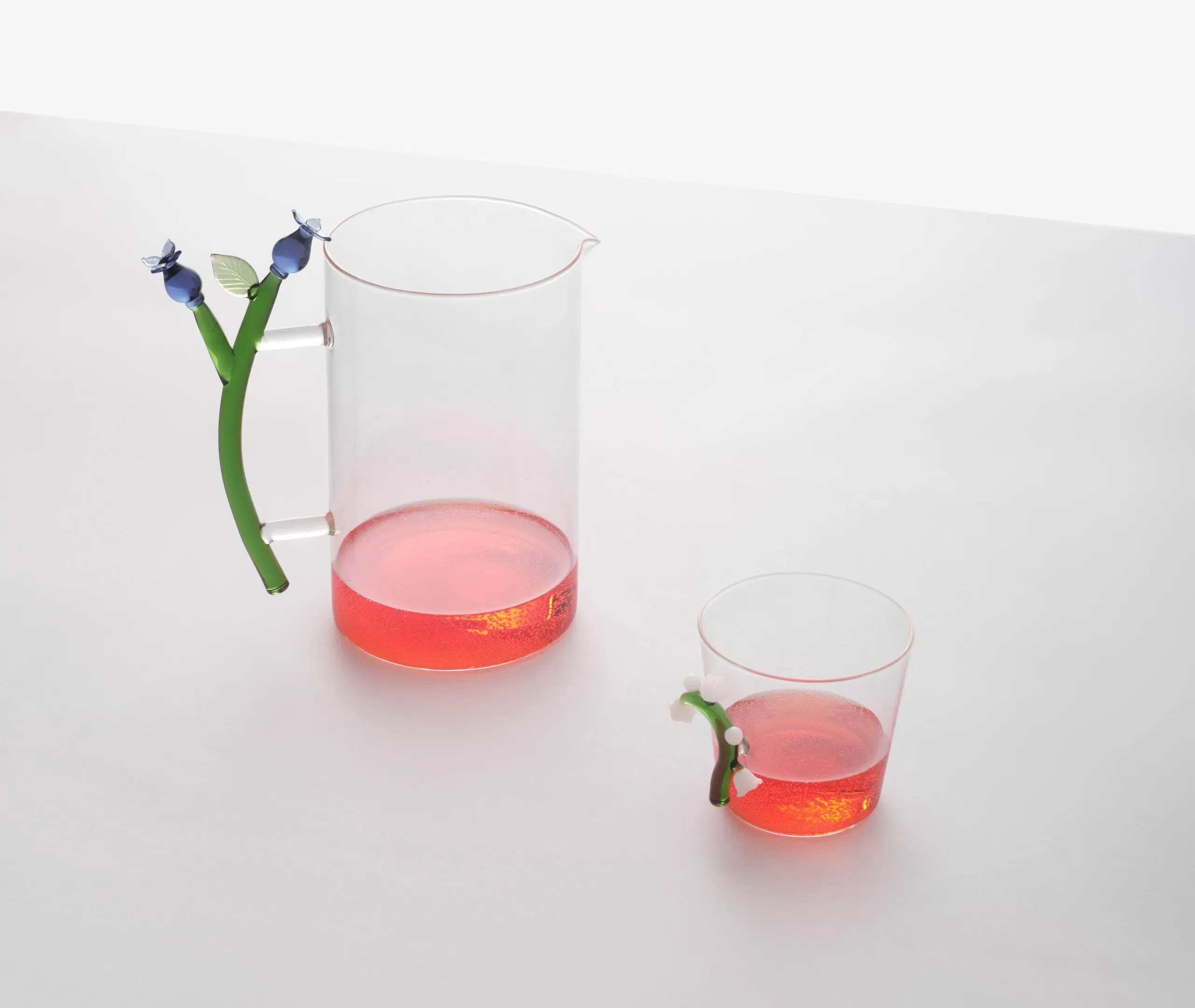 Glass Jug with Floral Handle - Multicolor