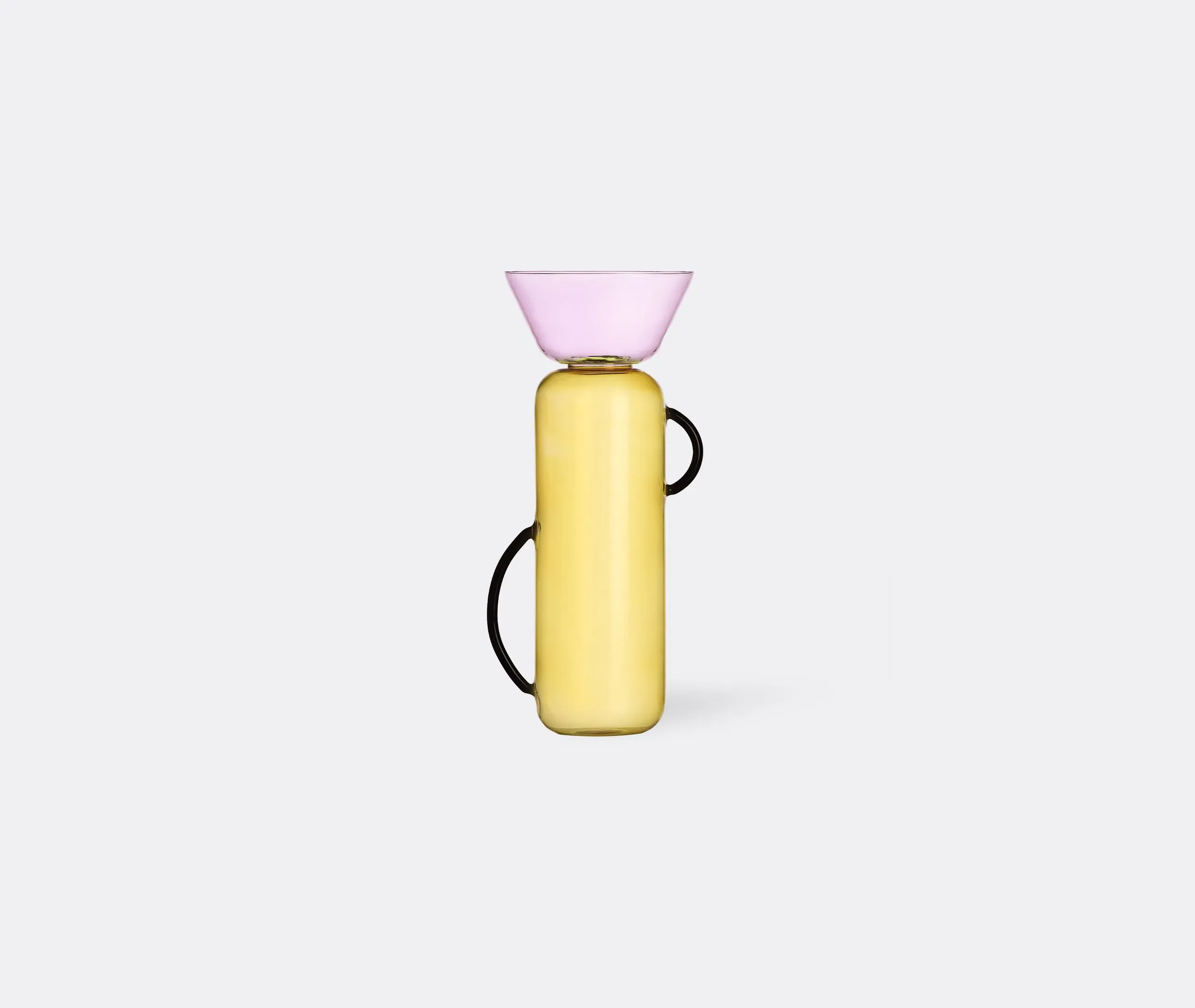 Large Vase with Handles - Yellow, Borosilicate Glass
