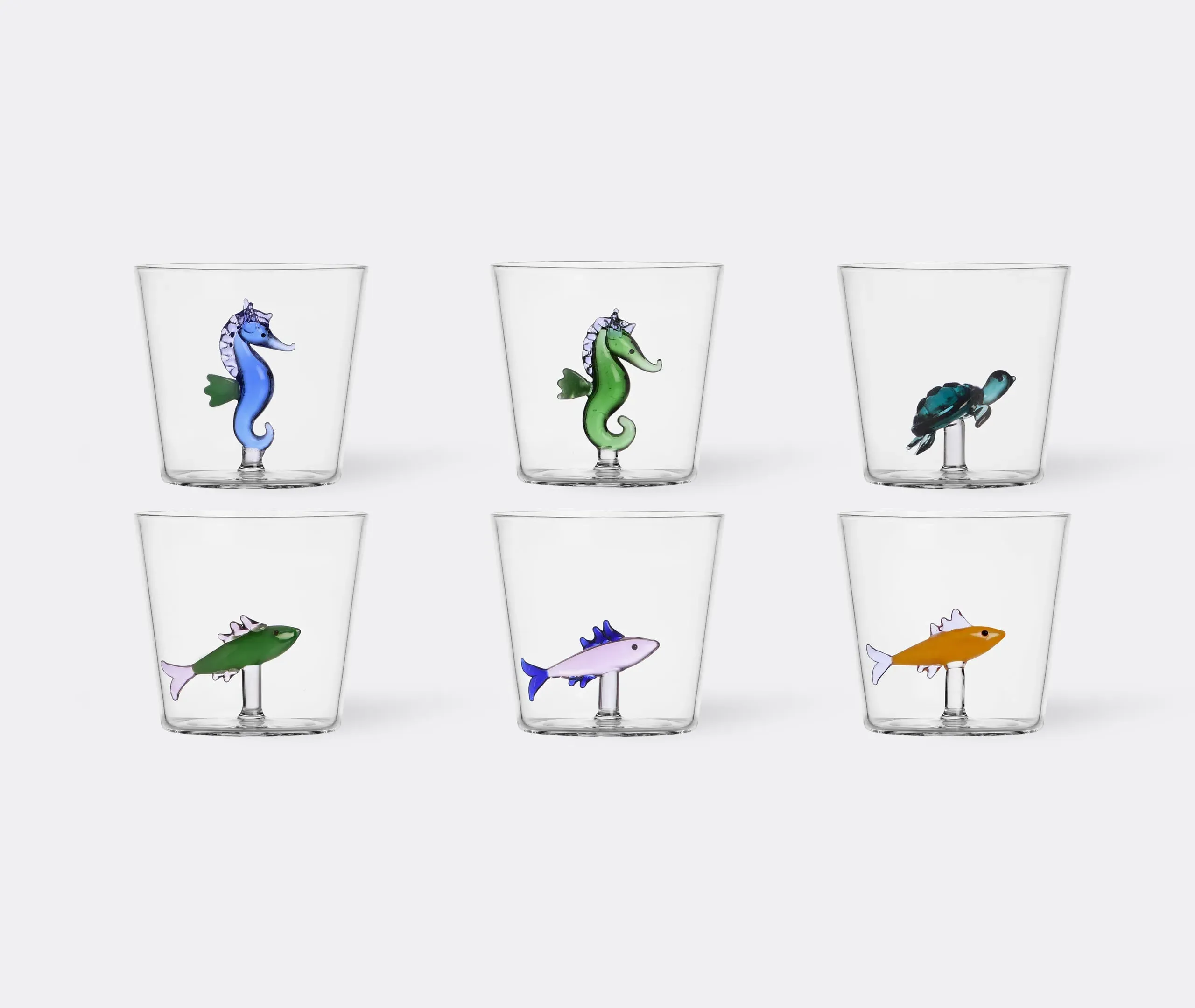Marine Garden Assorted Tumblers Set of Six - Multicolor, Borosilicate Glass product