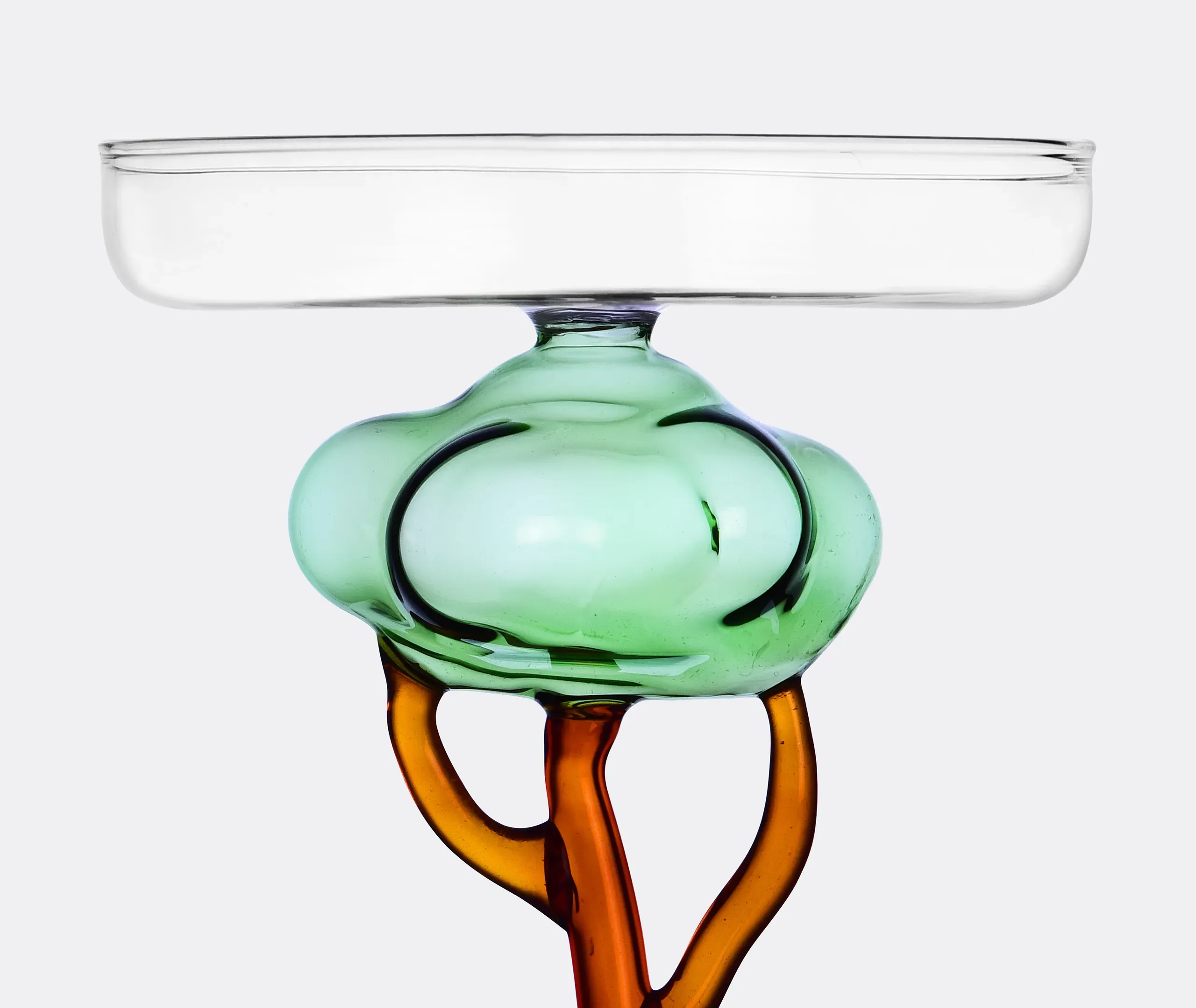 Savannah Large Footed Plate with Baobab Handle - Multicolour, Glass