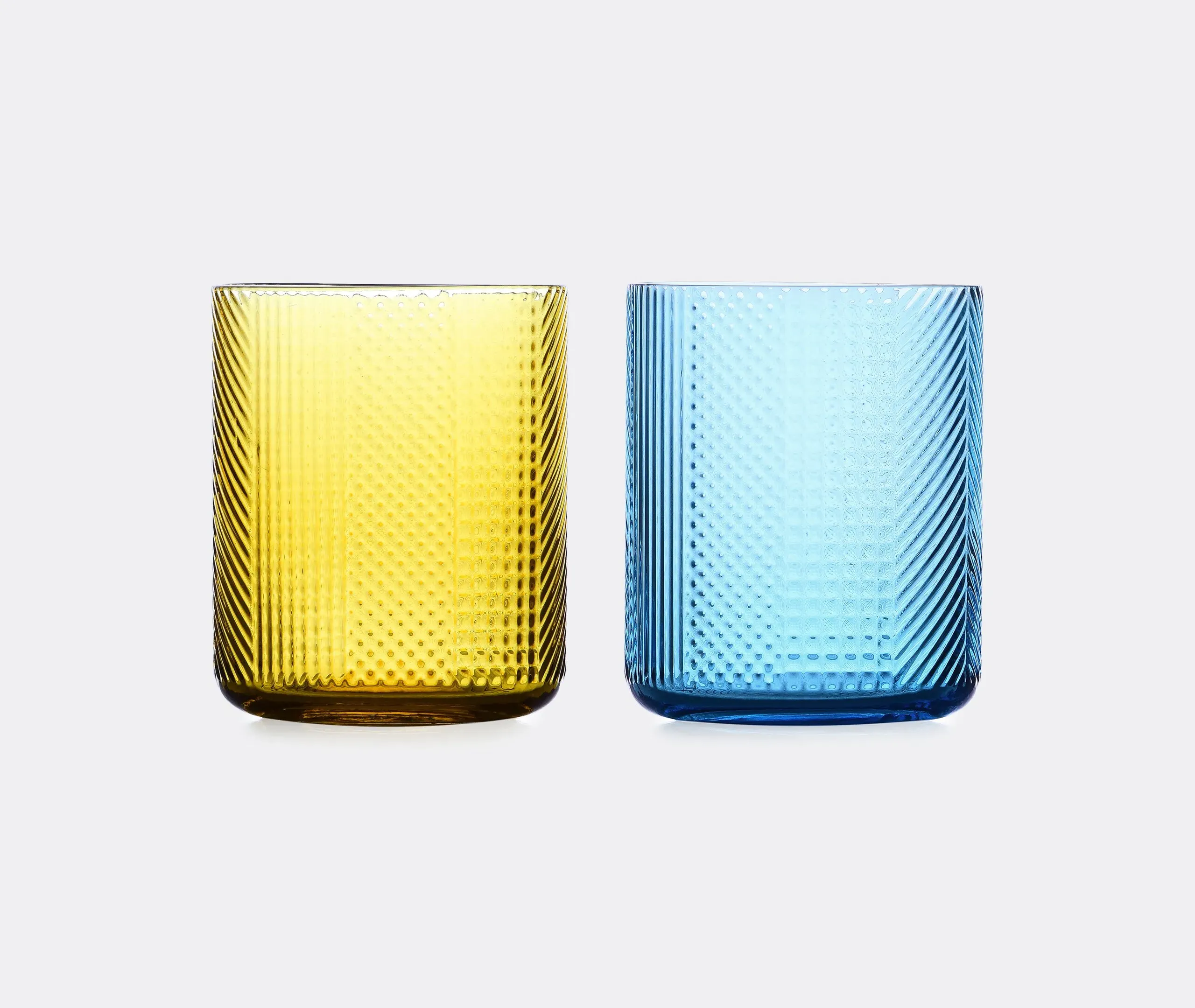 Set of 6 Tumblers with Geometric Pattern - Glass