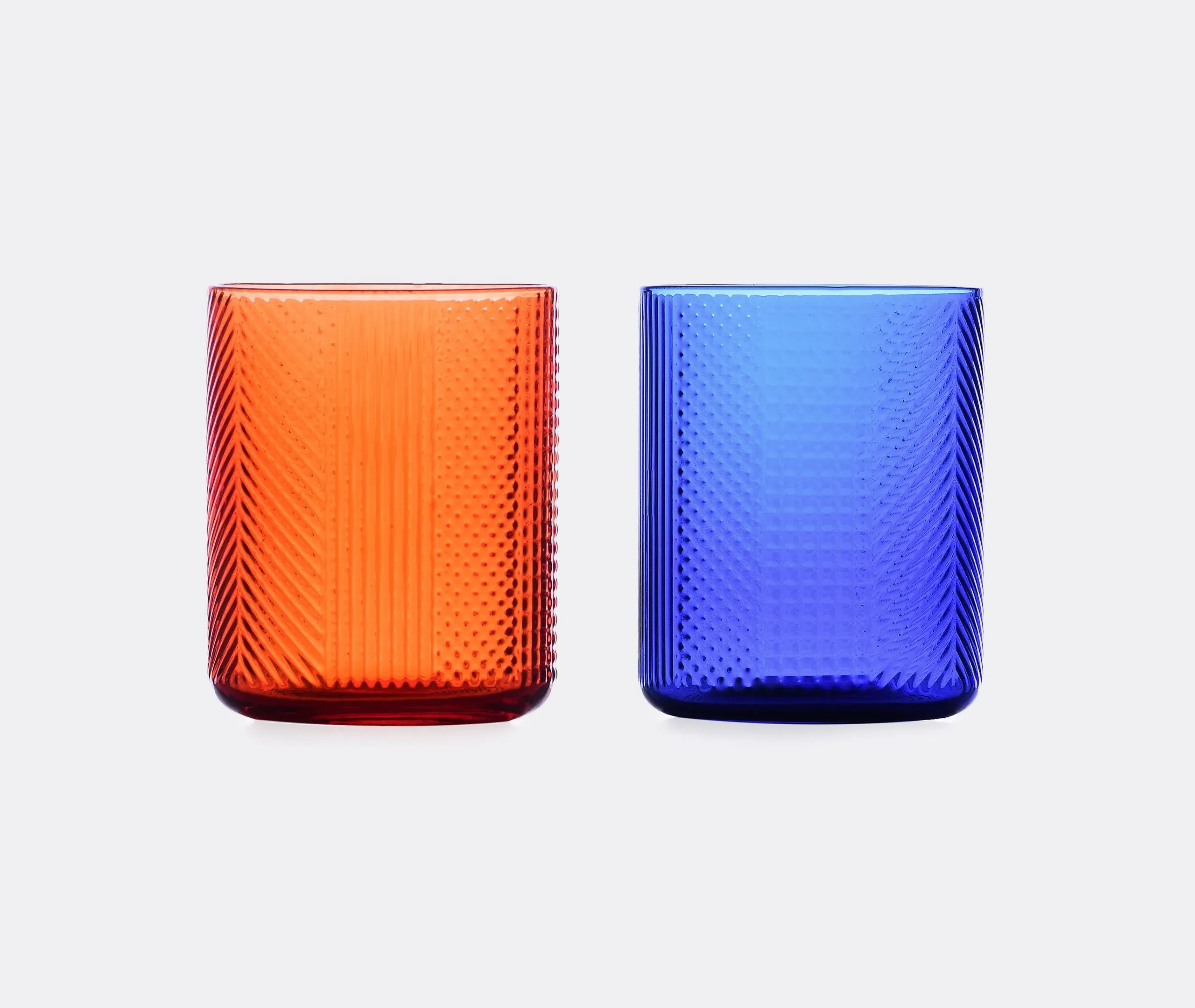 Set of 6 Tumblers with Geometric Pattern - Glass