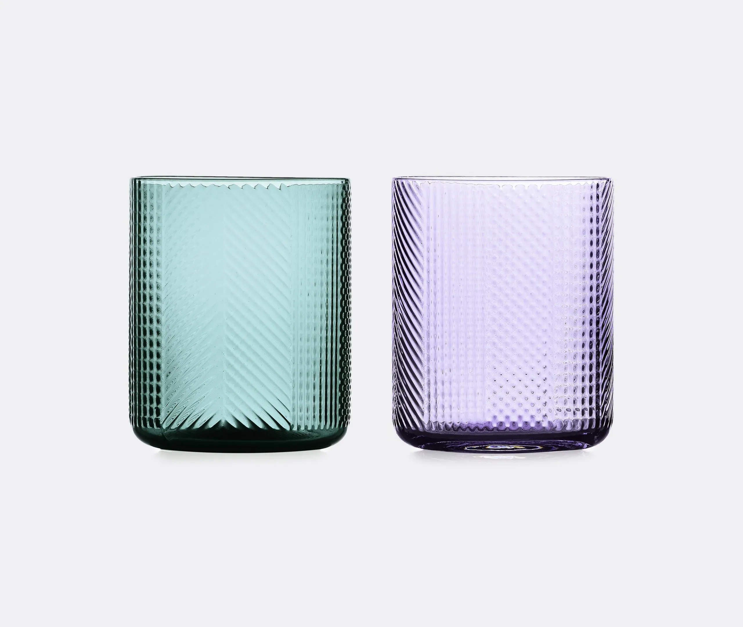 Set of 6 Tumblers with Geometric Pattern - Glass