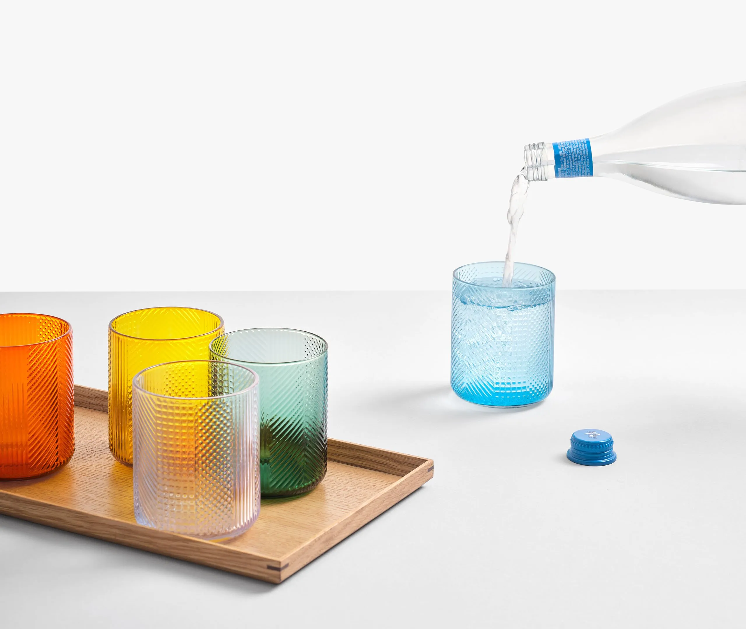Set of 6 Tumblers with Geometric Pattern - Glass