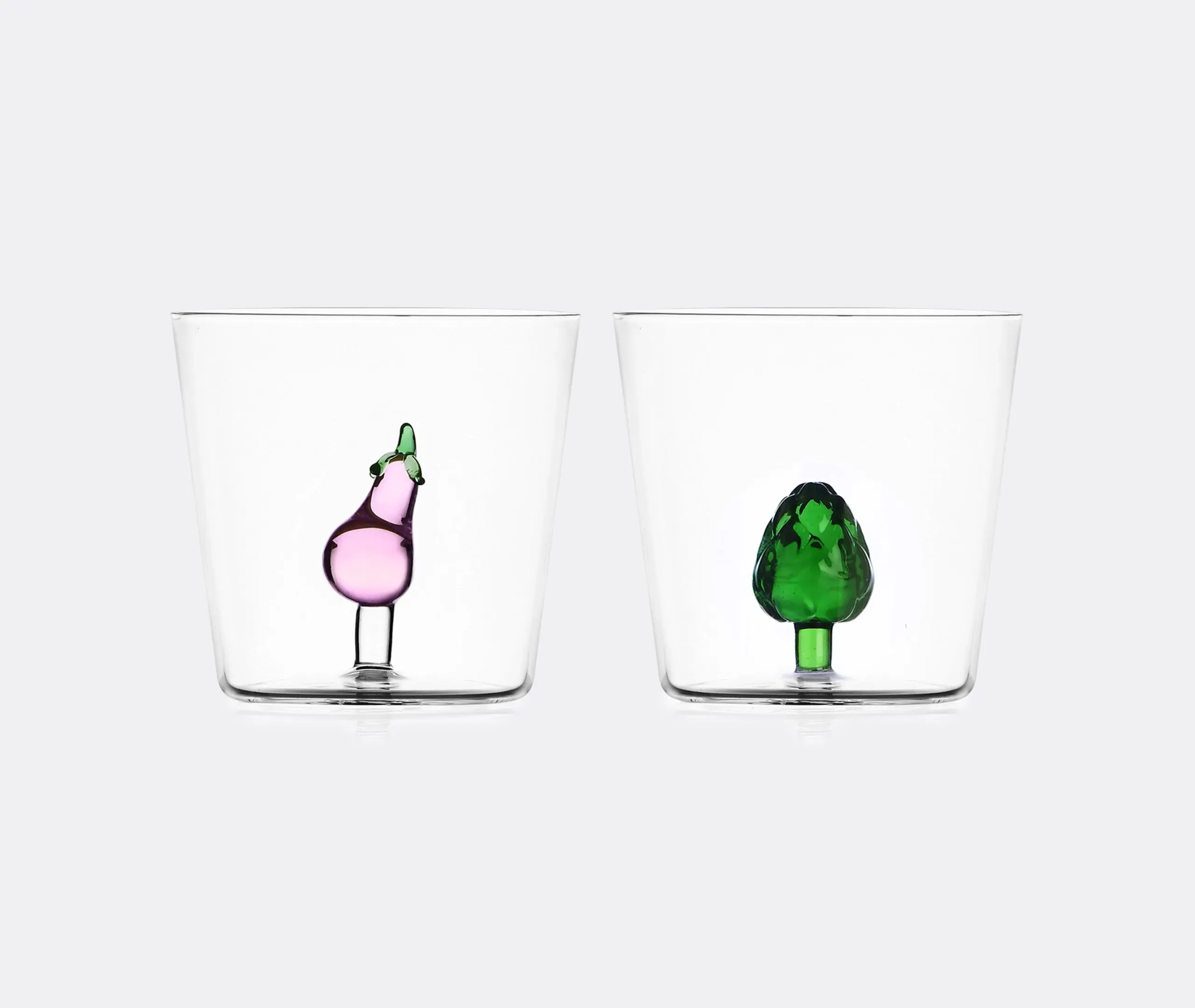 Set of 6 Tumblers with Vegetable Design - Glass