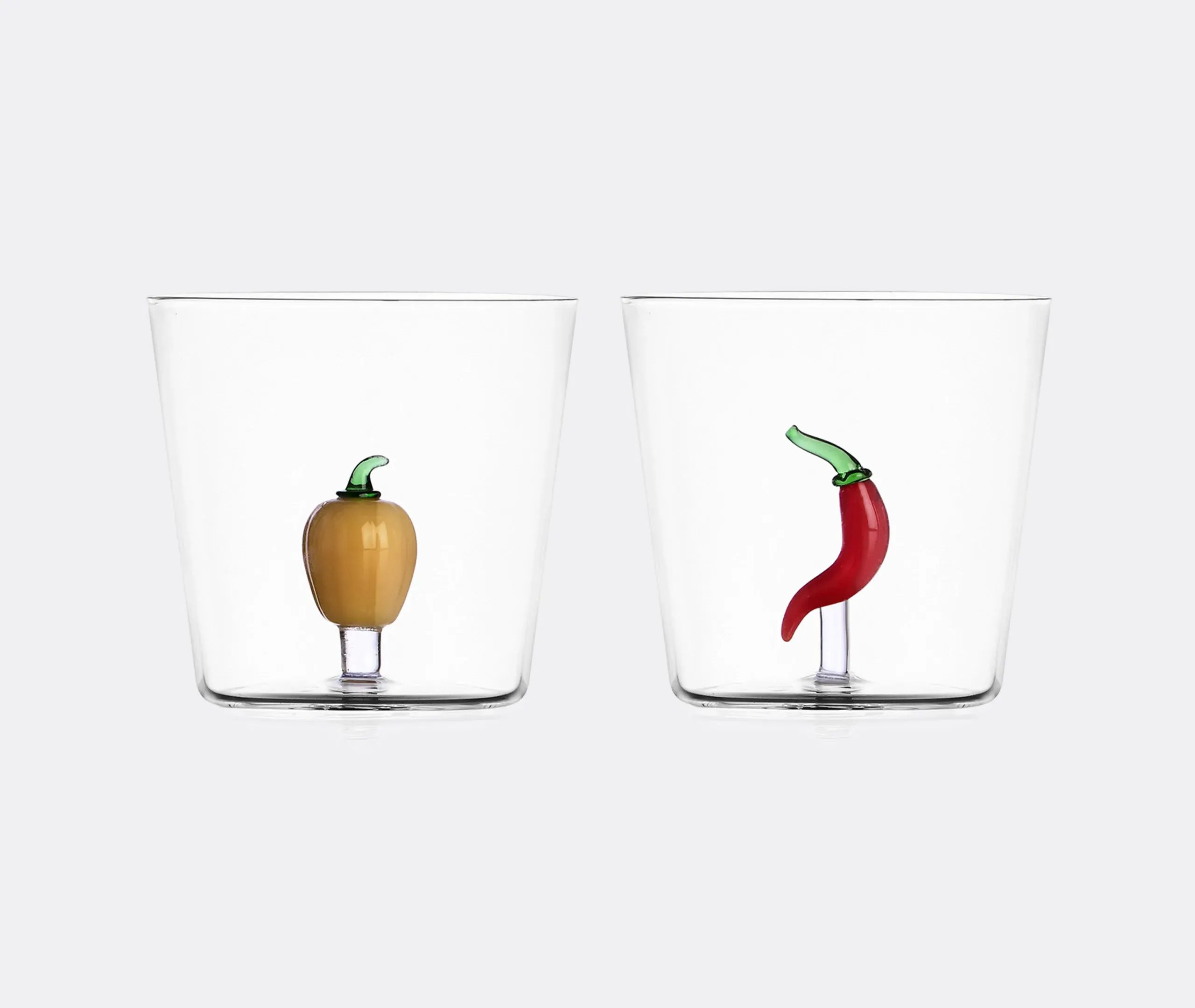 Set of 6 Tumblers with Vegetable Design - Glass