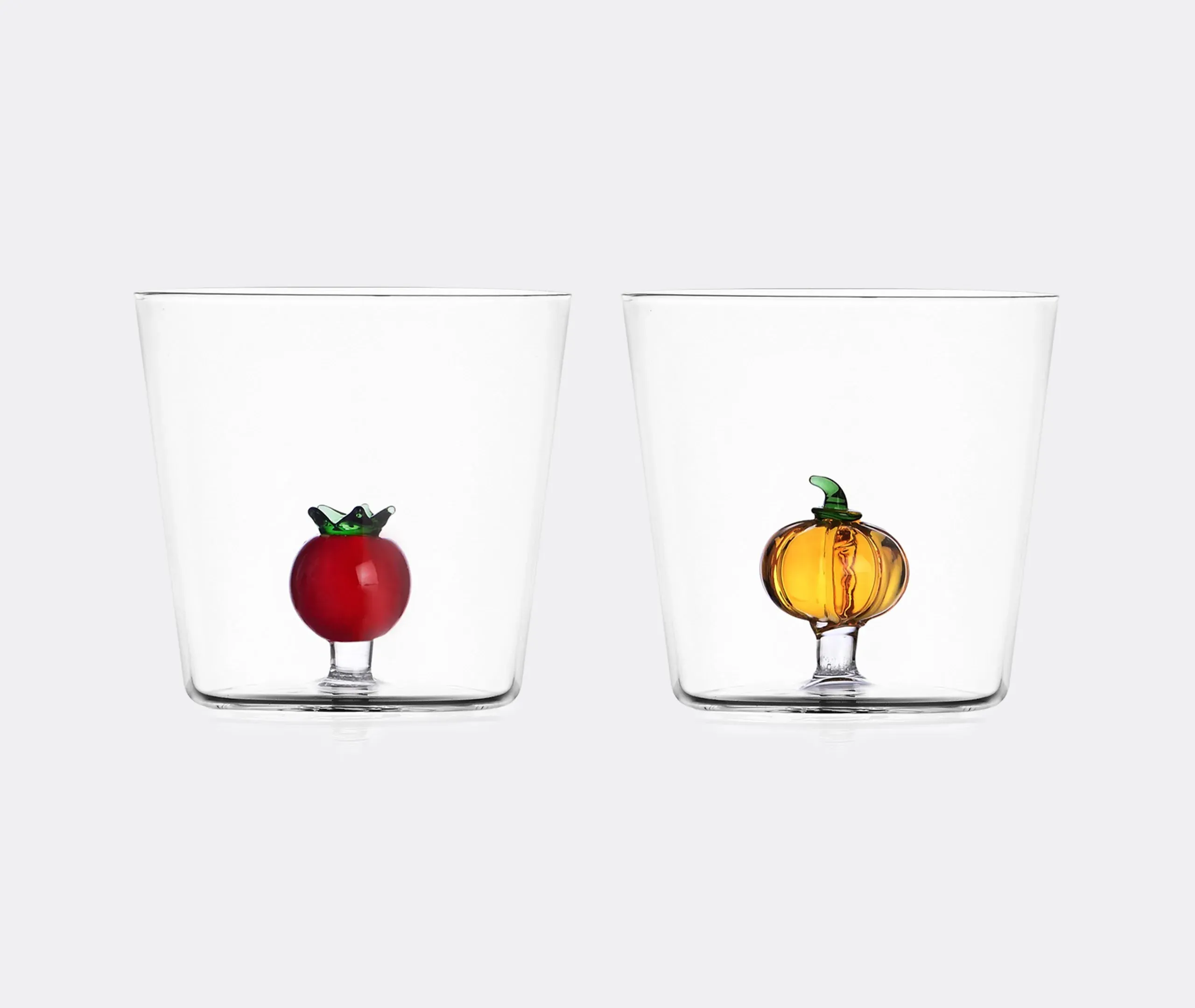 Set of 6 Tumblers with Vegetable Design - Glass