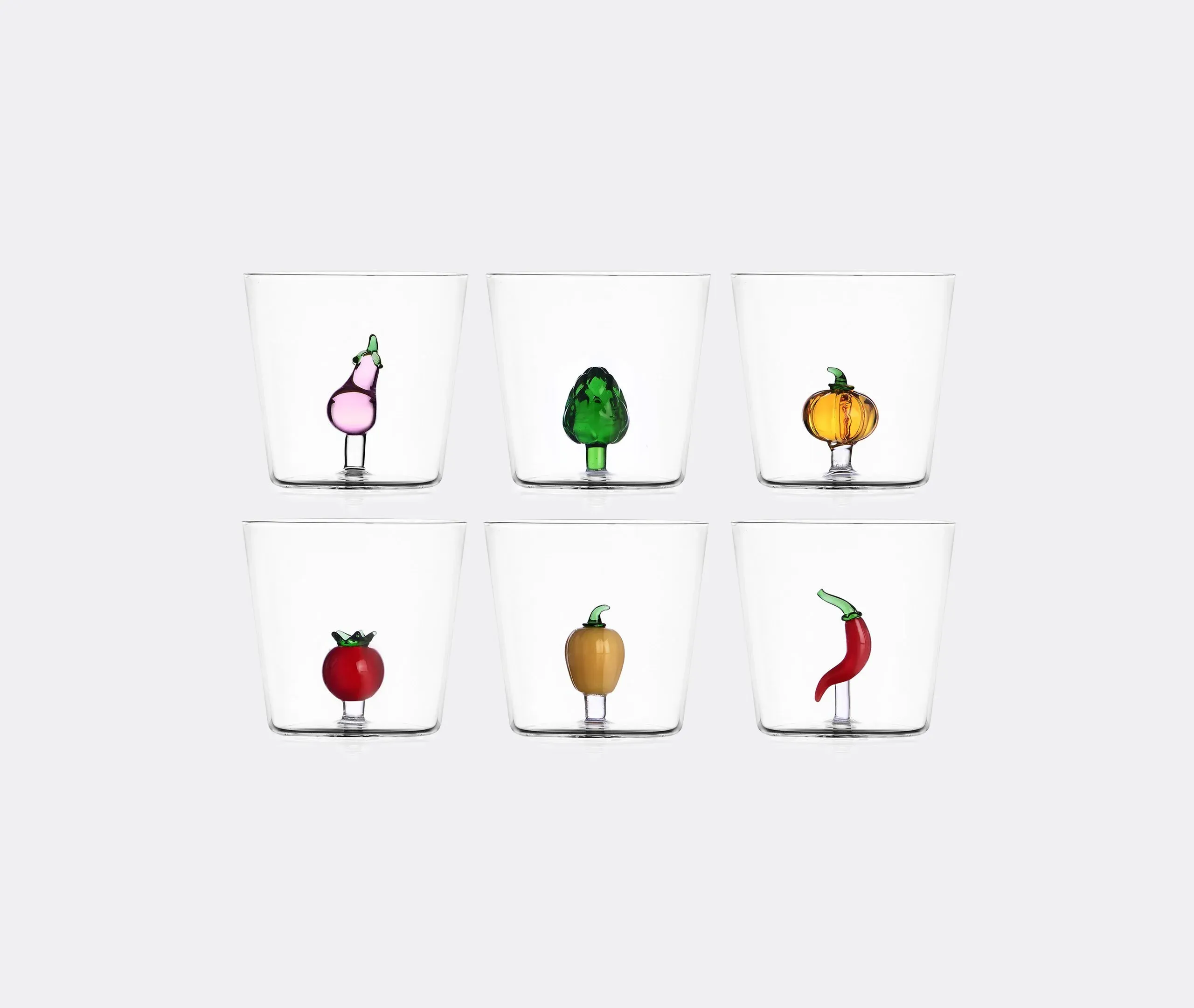 Set of 6 Tumblers with Vegetable Design - Glass image