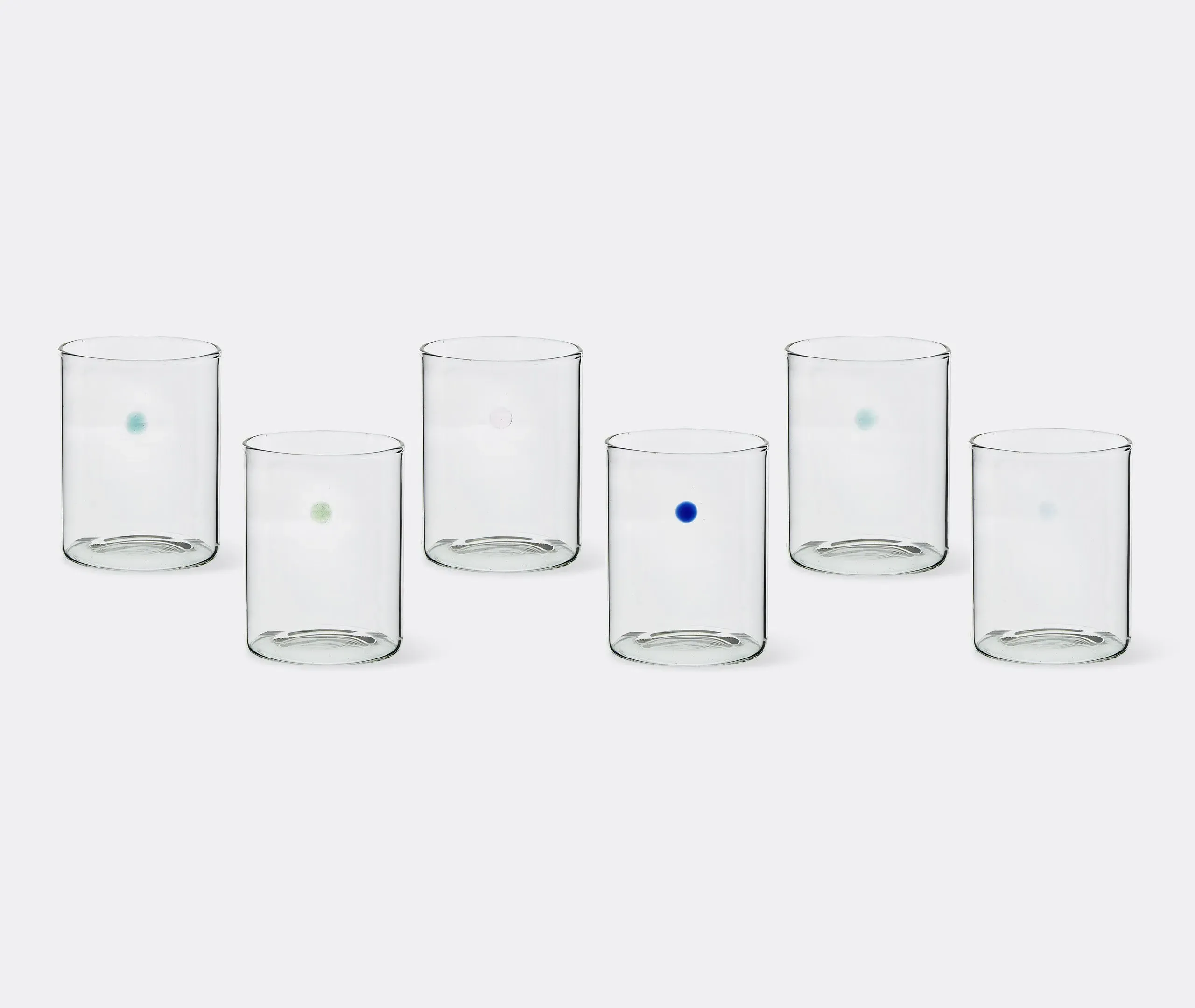 Soleils Water Glass Set of Six - Transparent, Multicolor