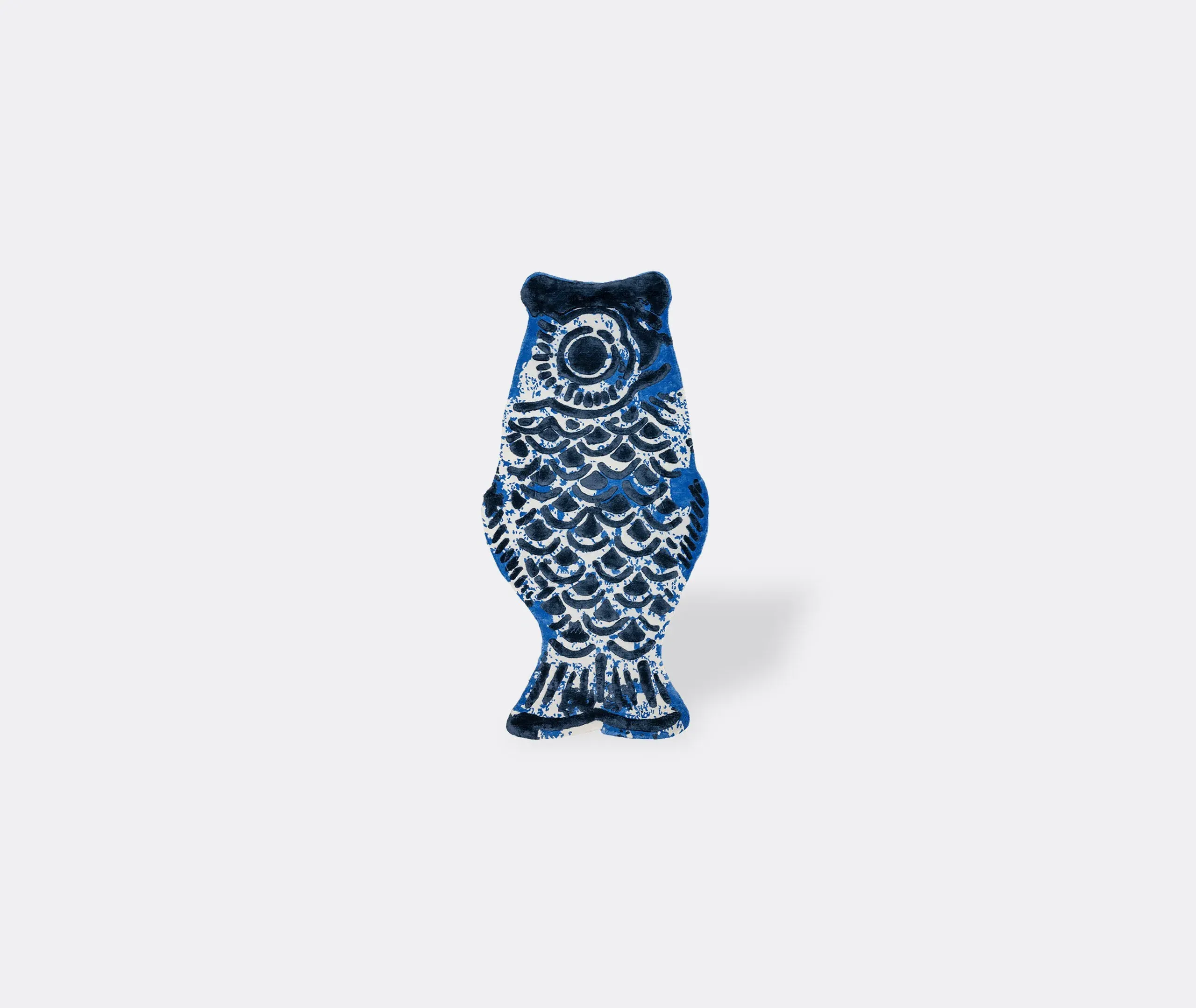 Fish-Shaped Area Rug - Blue, Wool Silk Blend image