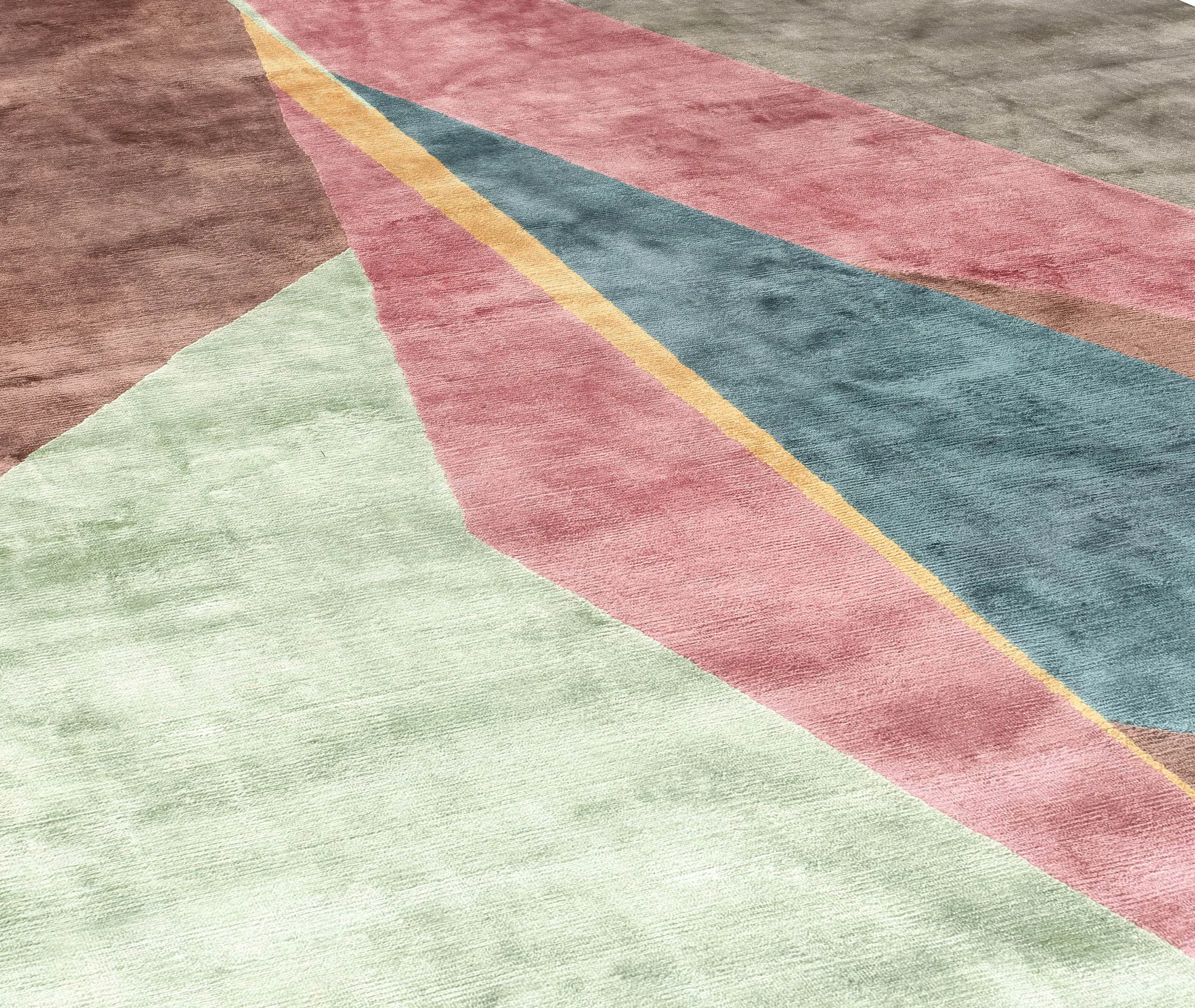 Geometric Block Rug - Multicolor, Silk Wool