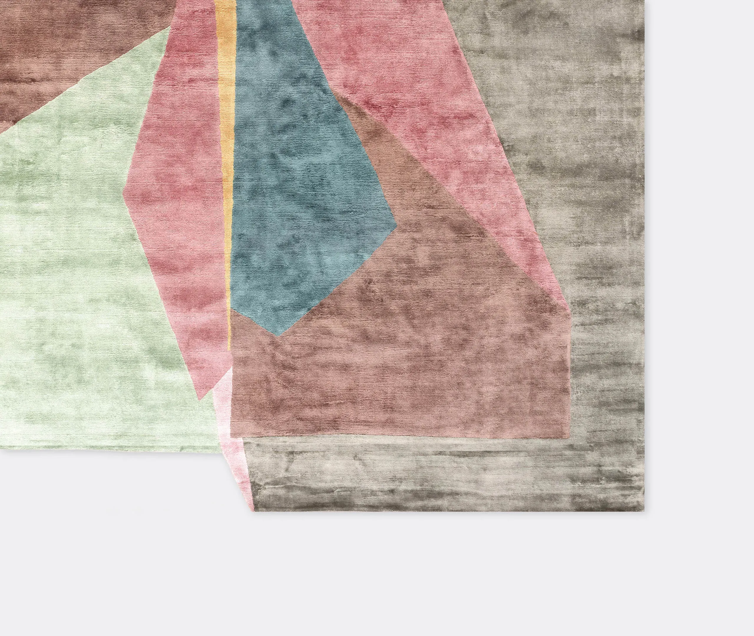 Geometric Block Rug - Multicolor, Silk Wool