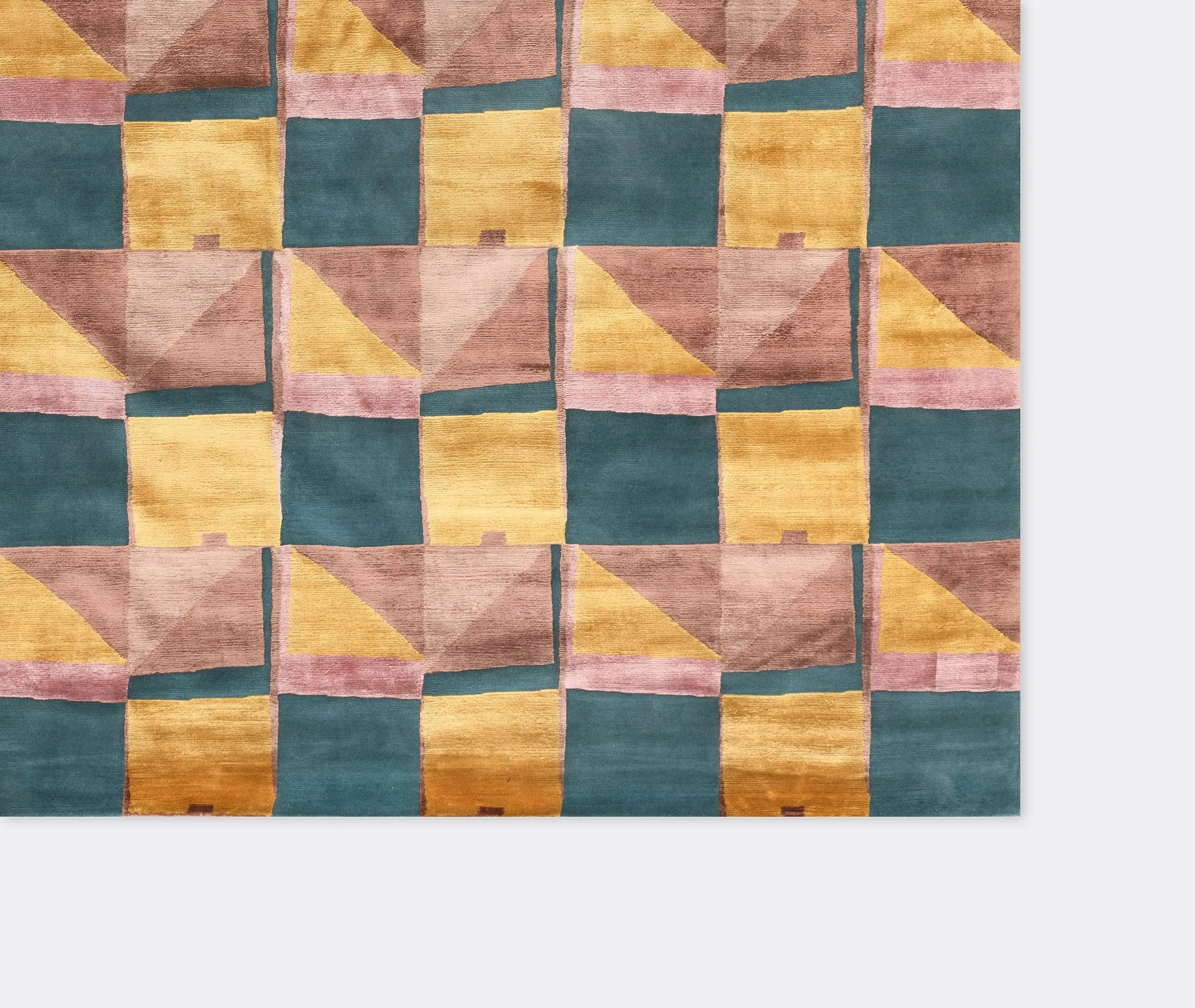 Geometric Rug with Pattern - Multicolor, Silk Wool