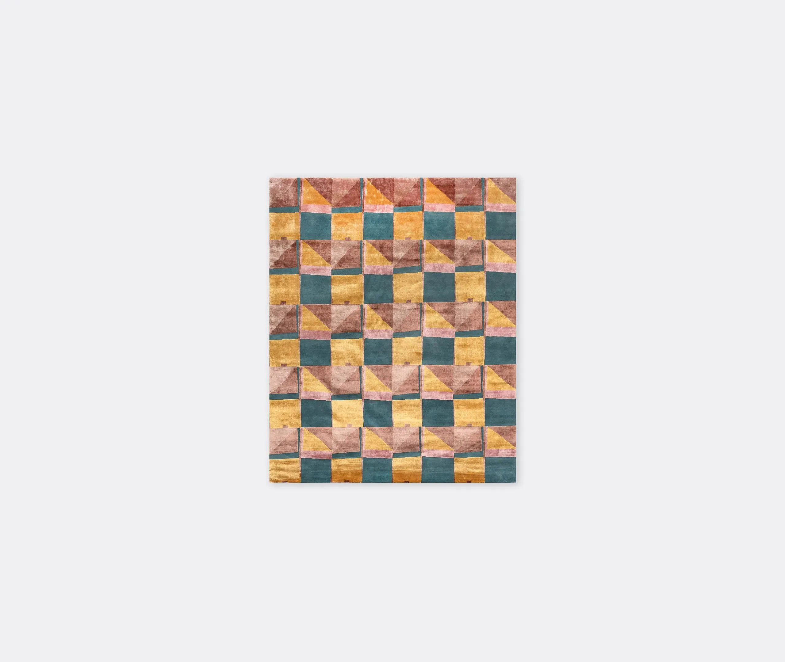 Geometric Rug with Pattern - Multicolor, Silk Wool
