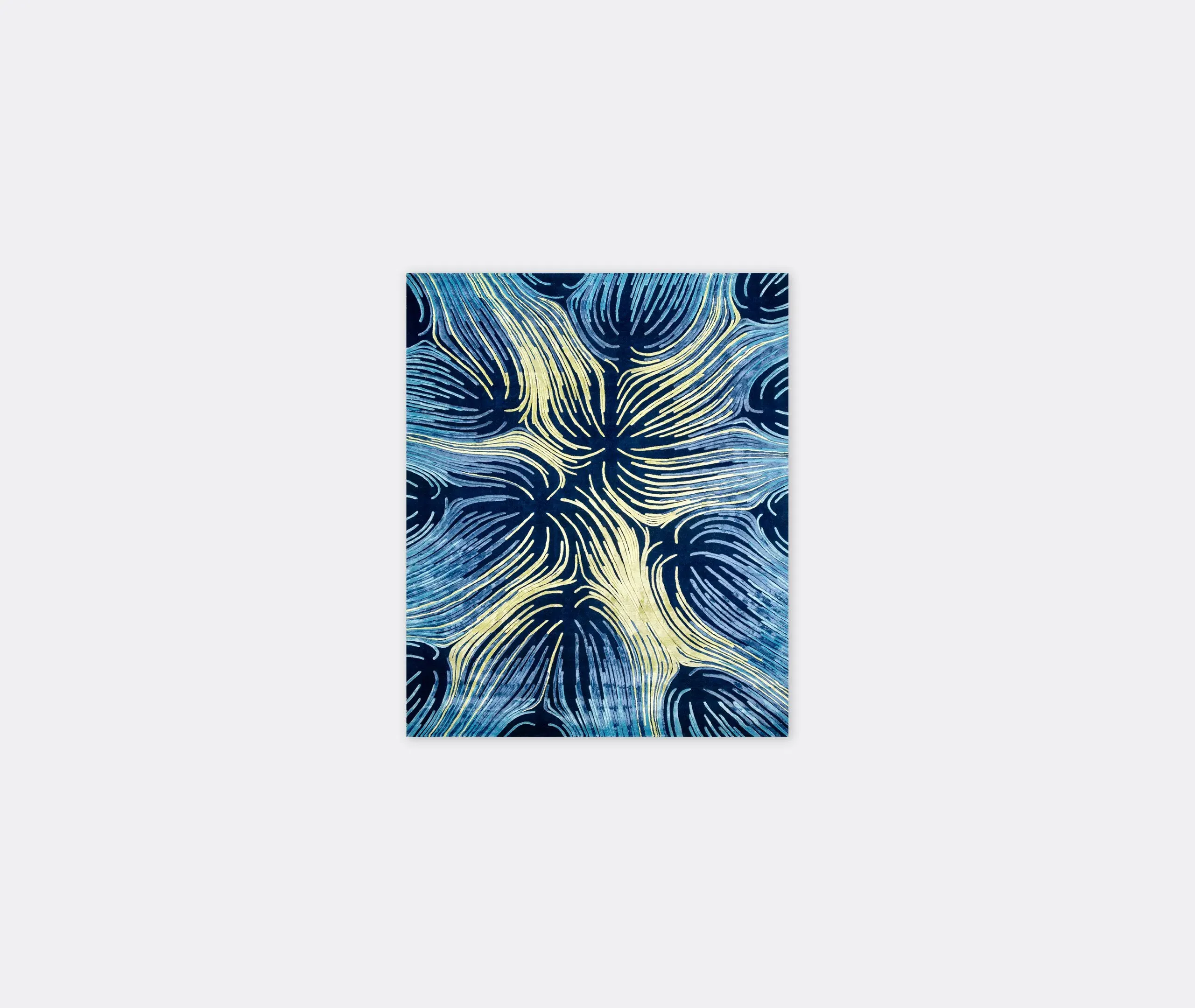 Interlace Pattern Area Rug - Blue, Wool Silk