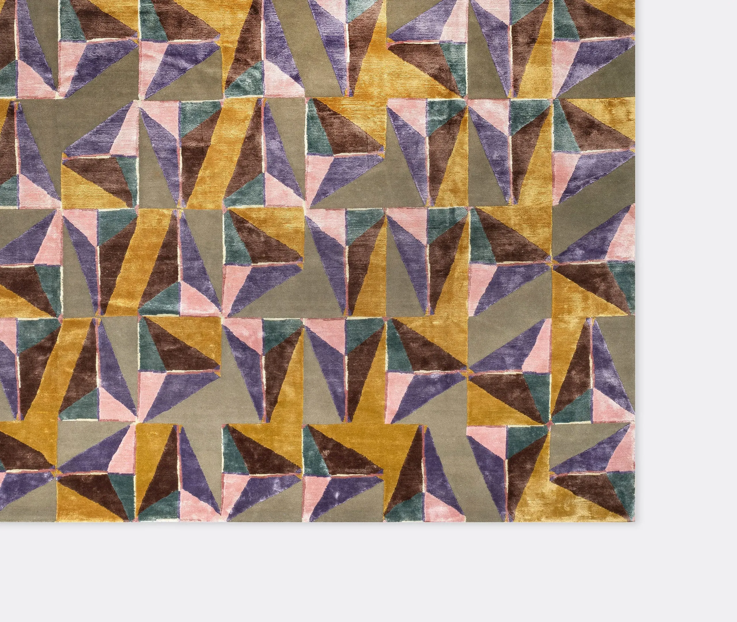 Triangular Pattern Rug - Multicolor, Silk Wool