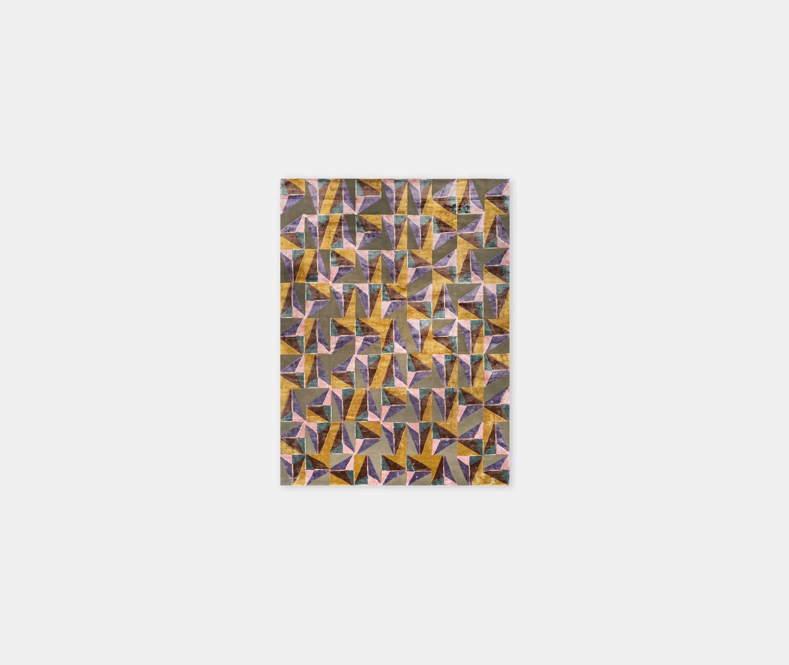 Triangular Pattern Rug - Multicolor, Silk Wool