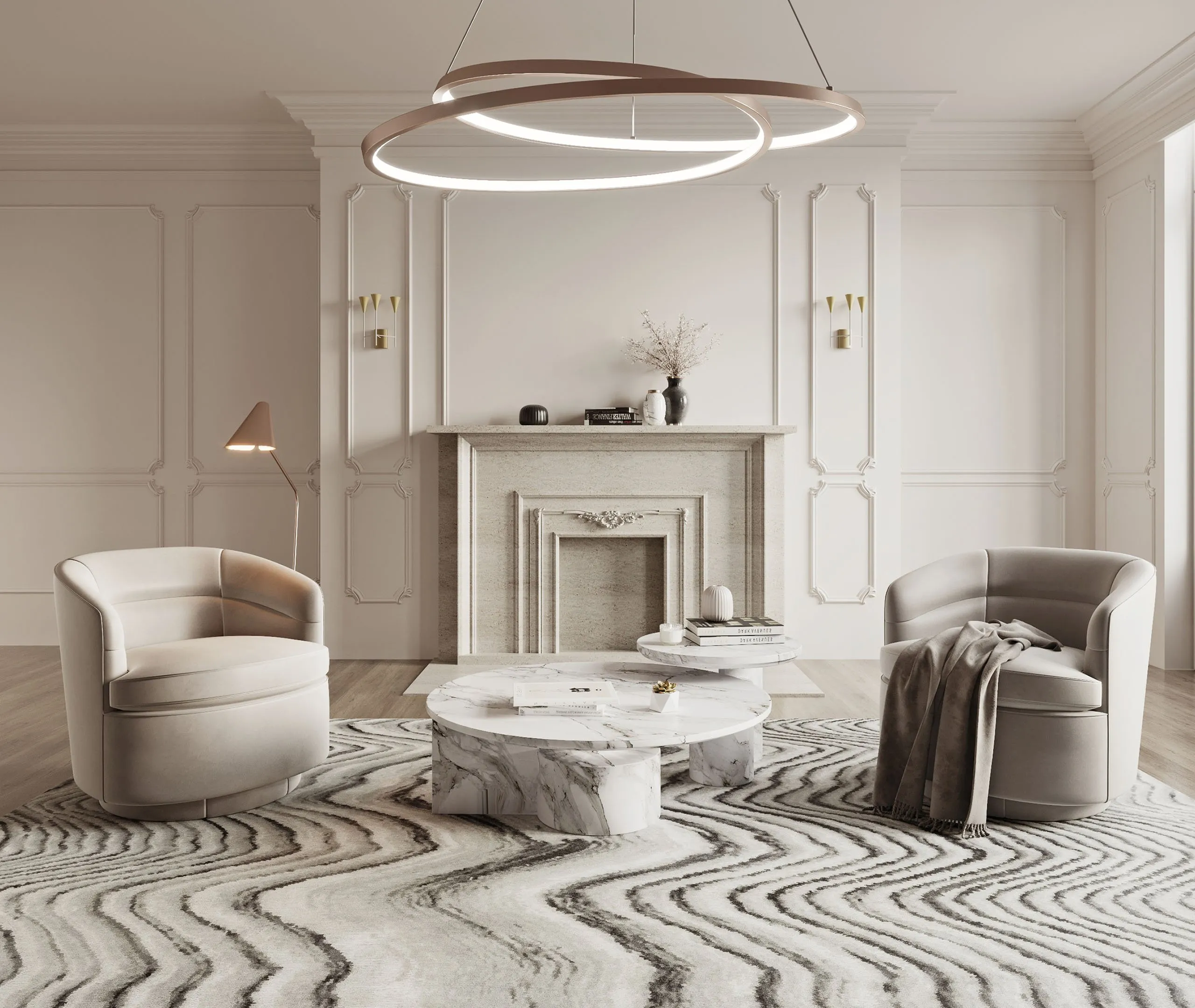 Veneer Rug with Pattern - Multicolor, Wool Silk