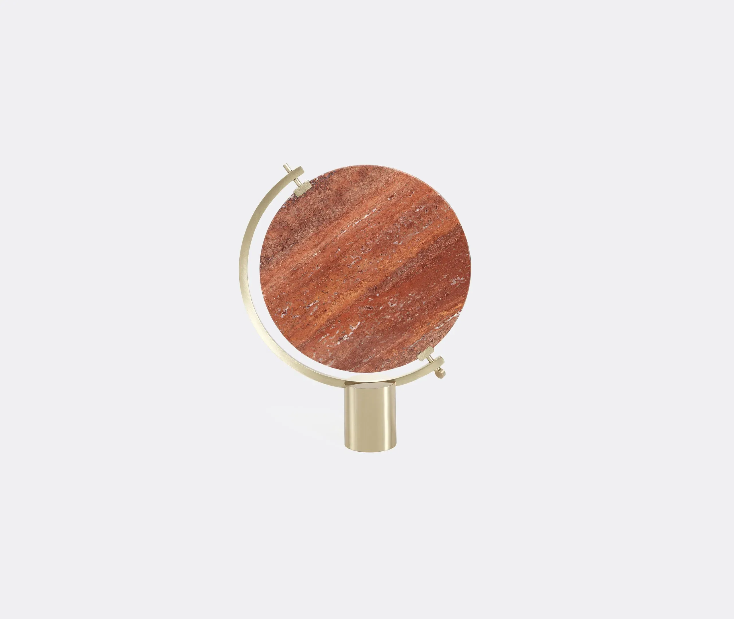 Round Table Mirror with Brass Base - Red, Steel image